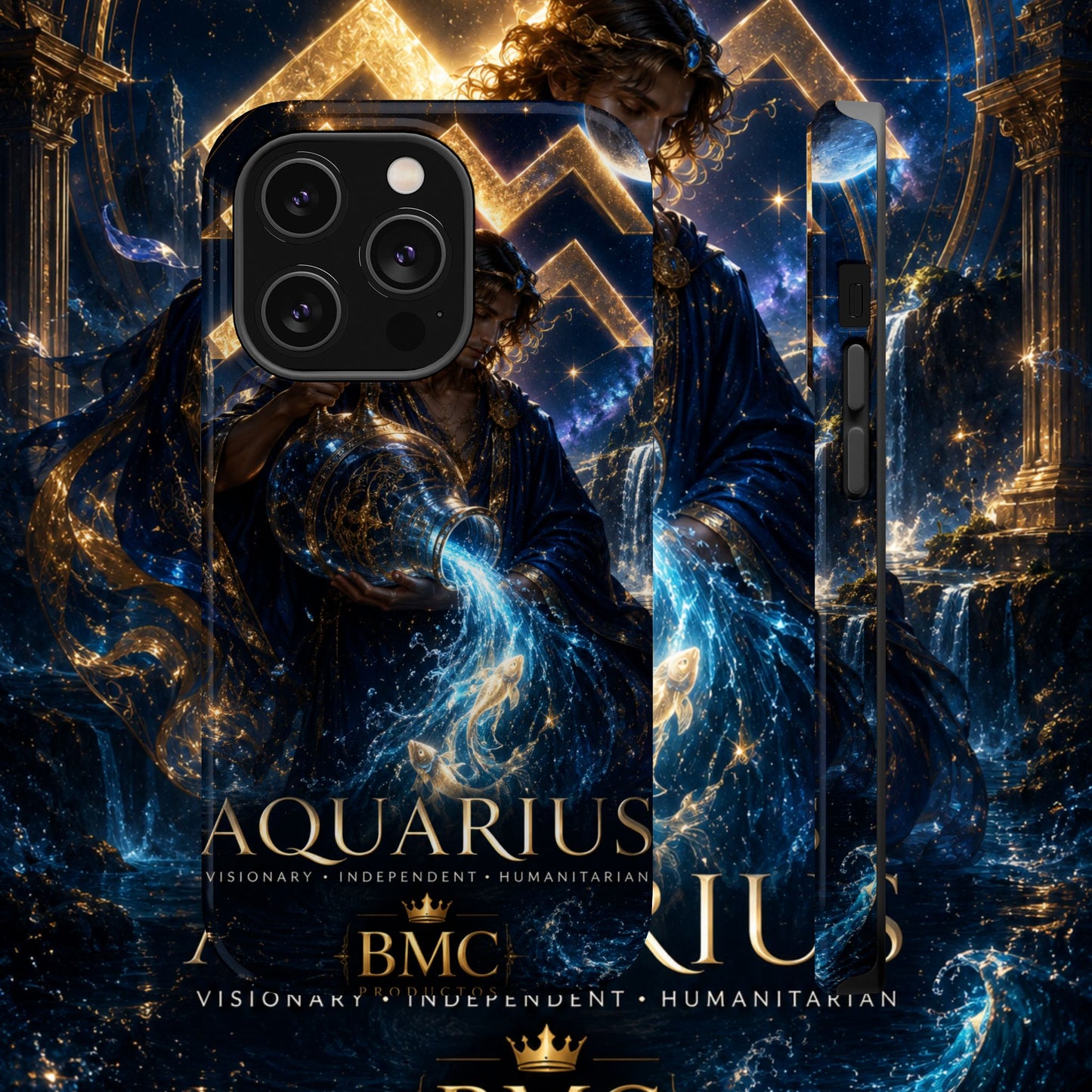"Funda Magnética Reforzada♒ ACUARIO – El Visionario del Cielo y el Agua"