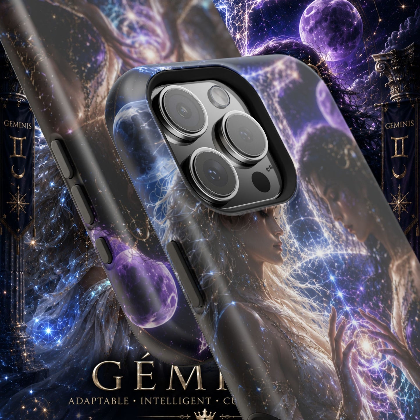 "Funda Magnética Reforzada♊ Géminis M— Reflejo del alma dividida"