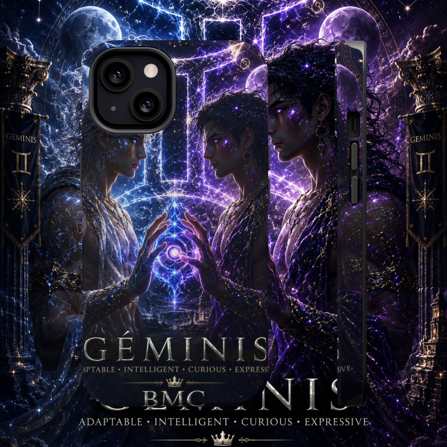 "Funda Magnética Reforzada♊ Géminis — Reflejo del alma dividida"