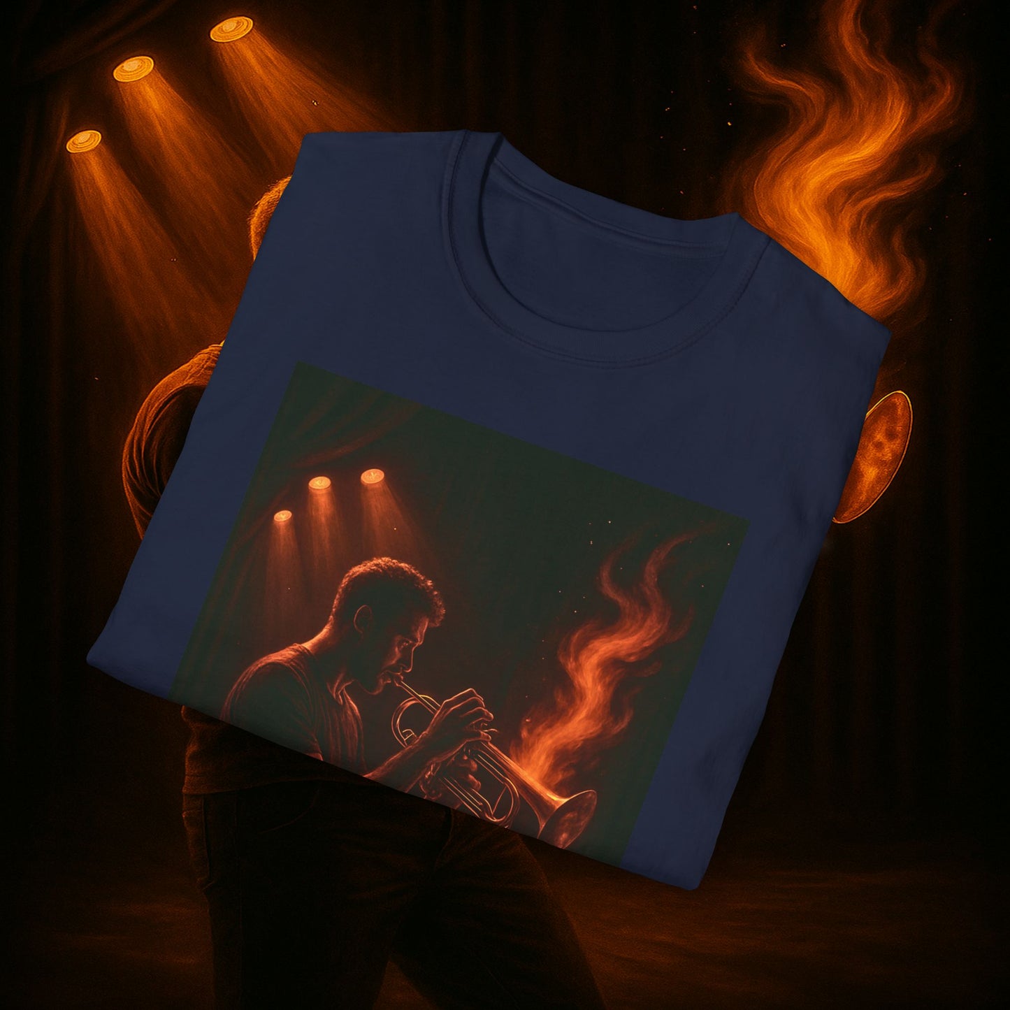 "Camiseta trompeta 🎺🔥Donde hay fuego, hay música.”