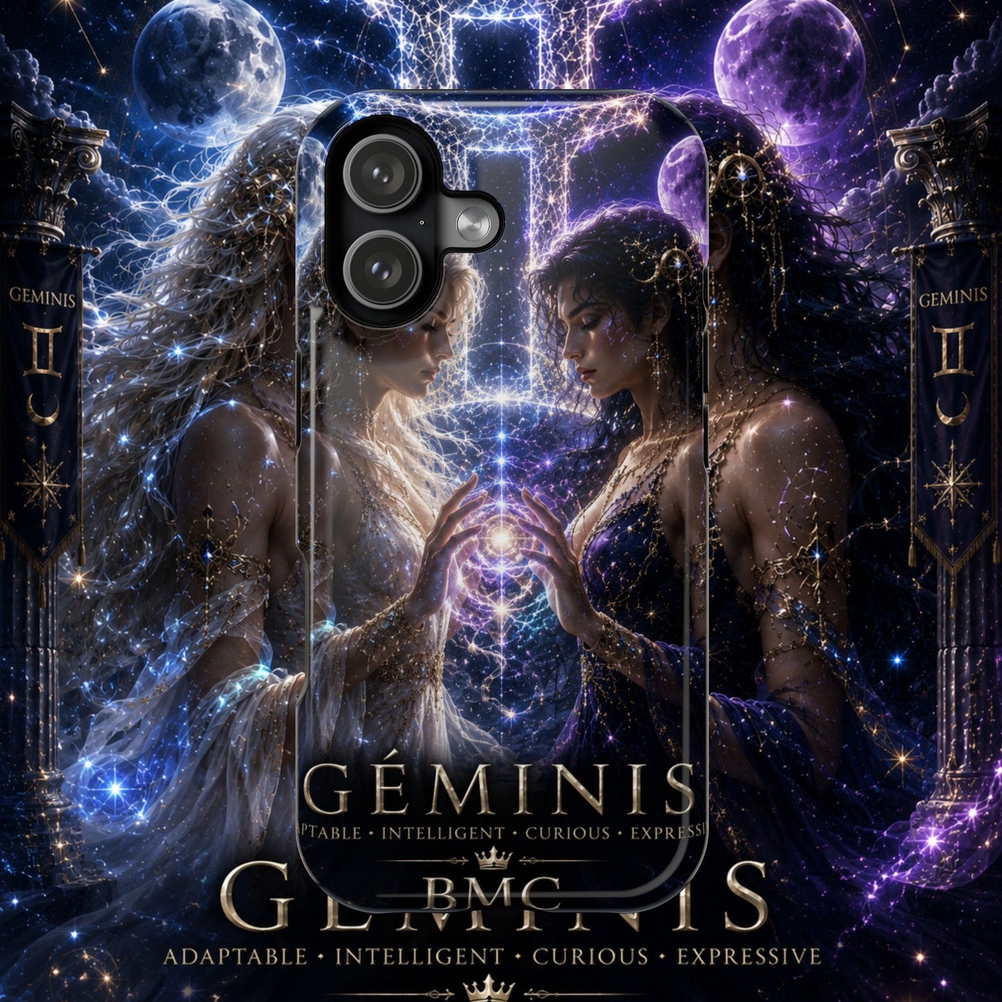 "Funda Magnética Reforzada♊ Géminis M— Reflejo del alma dividida"