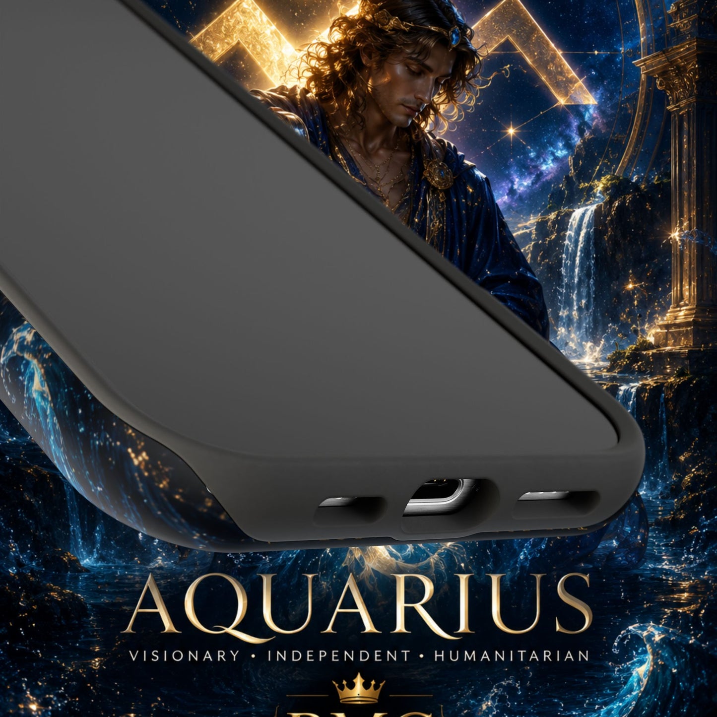 "Funda Magnética Reforzada♒ ACUARIO – El Visionario del Cielo y el Agua"