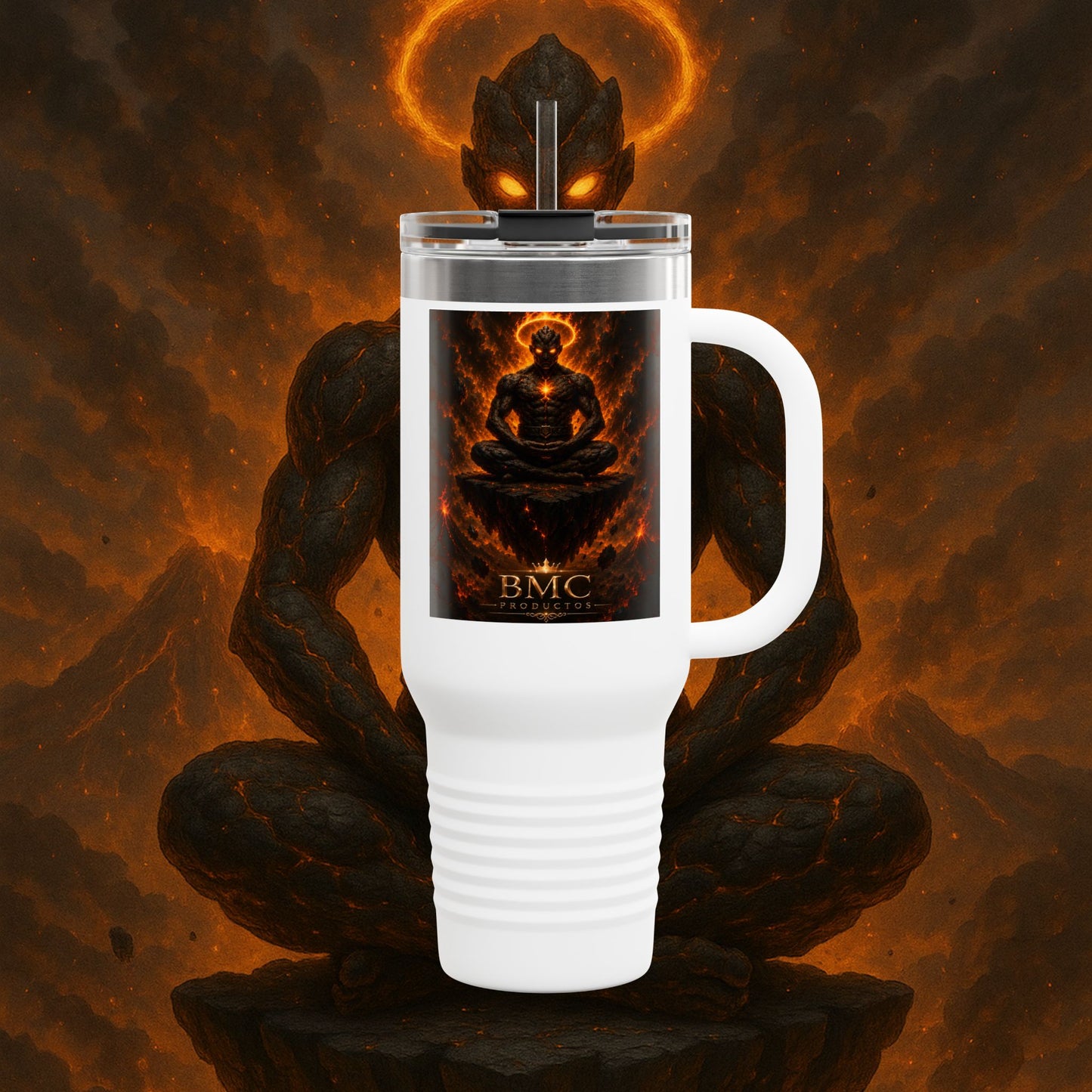 "Taza de viaje aislada Ignarh –🔥el Guardián del Silencio"