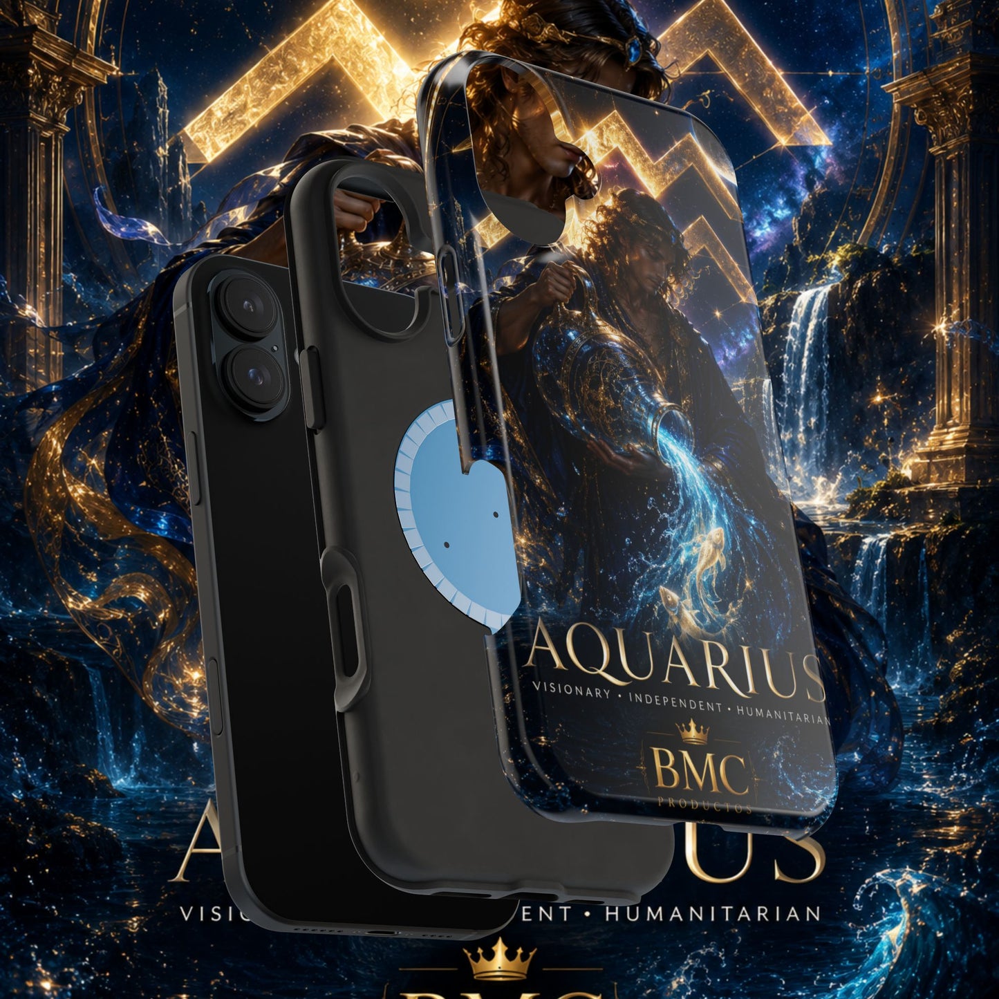 "Funda Magnética Reforzada♒ ACUARIO – El Visionario del Cielo y el Agua"