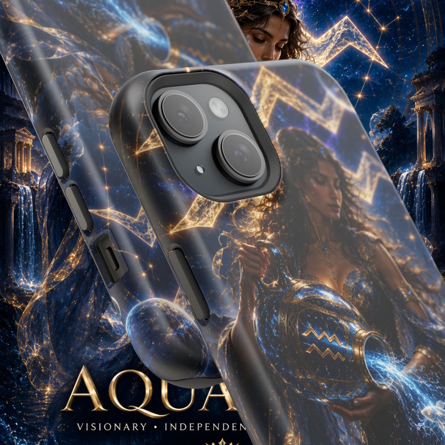 "Funda Magnética Reforzada♒ ACUARIO M– La Visionaria del Cielo y el Agua"