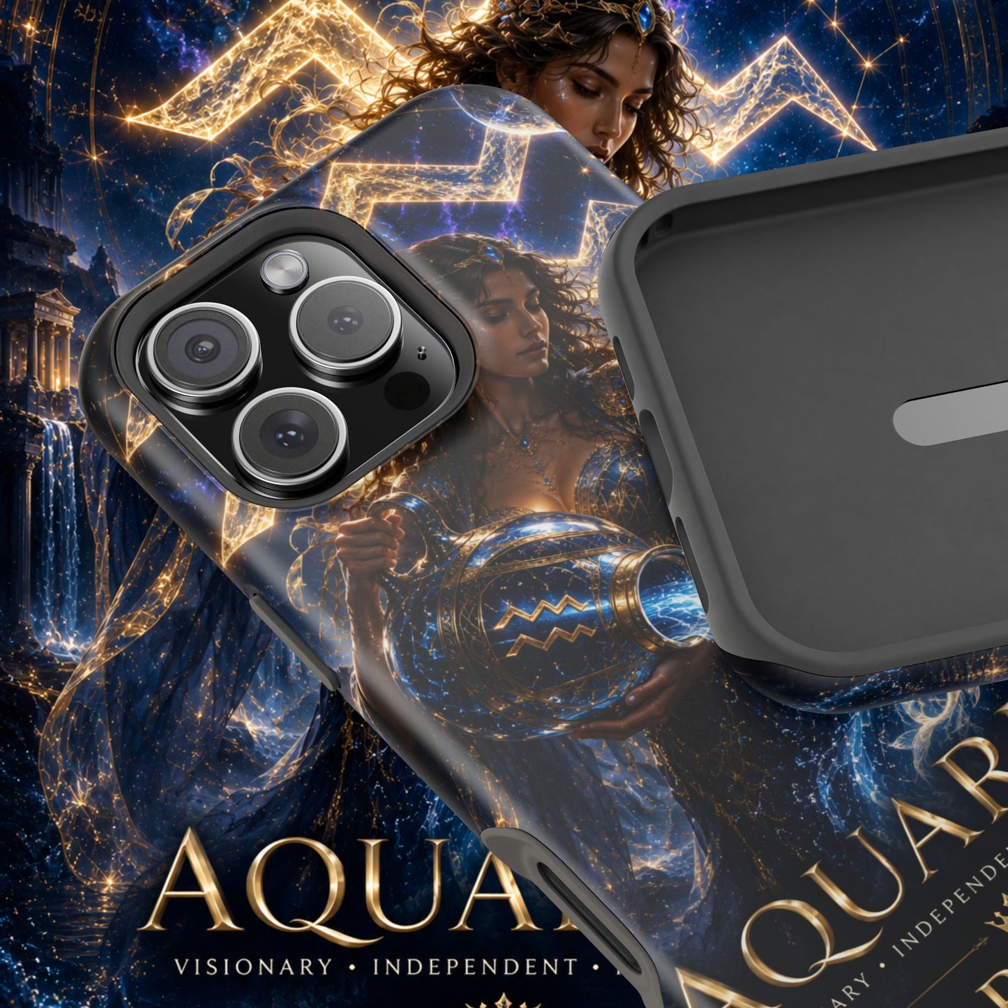 "Funda Magnética Reforzada♒ ACUARIO M– La Visionaria del Cielo y el Agua"