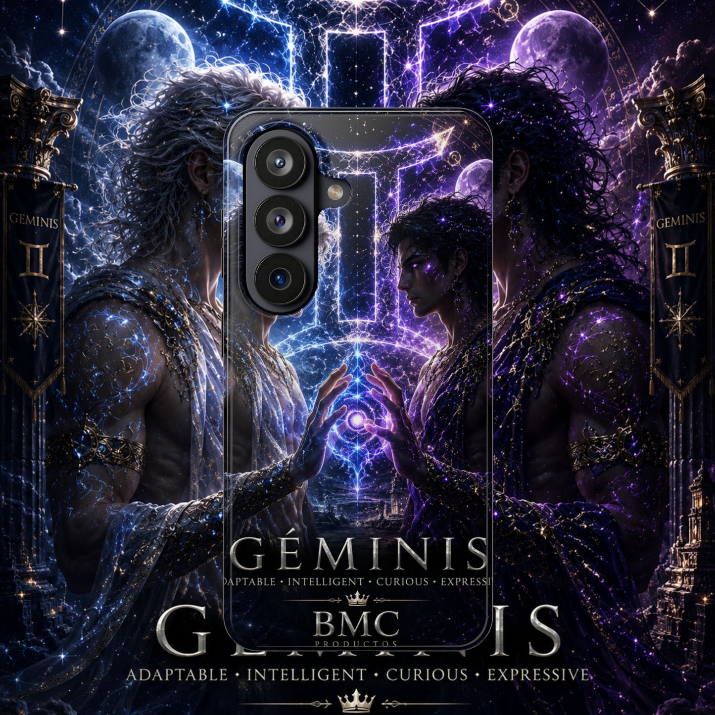 "Funda Magnética Reforzada♊ Géminis — Reflejo del alma dividida"