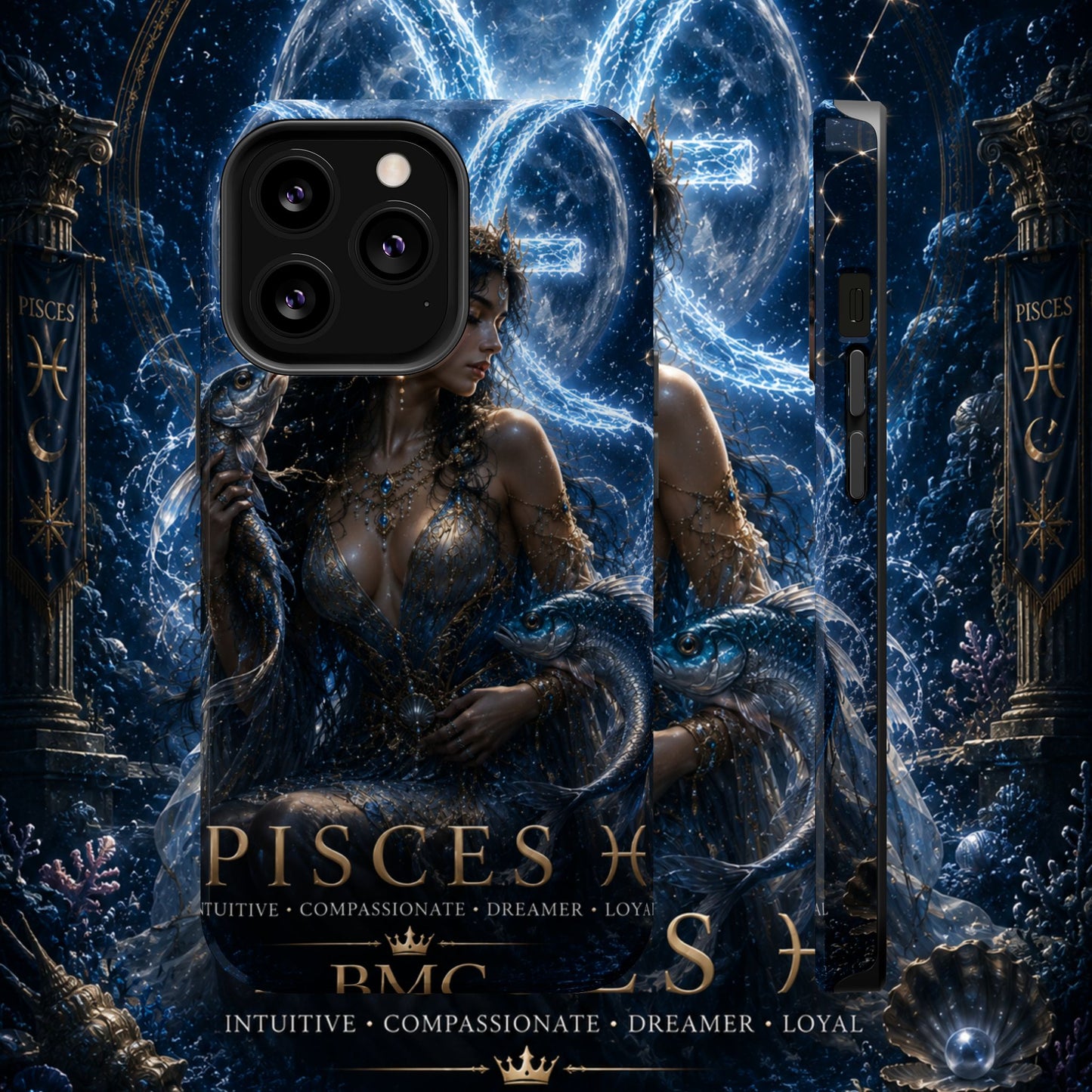 "Funda Magnética Reforzada Piscis M— La Guardiana de las Profundidades"