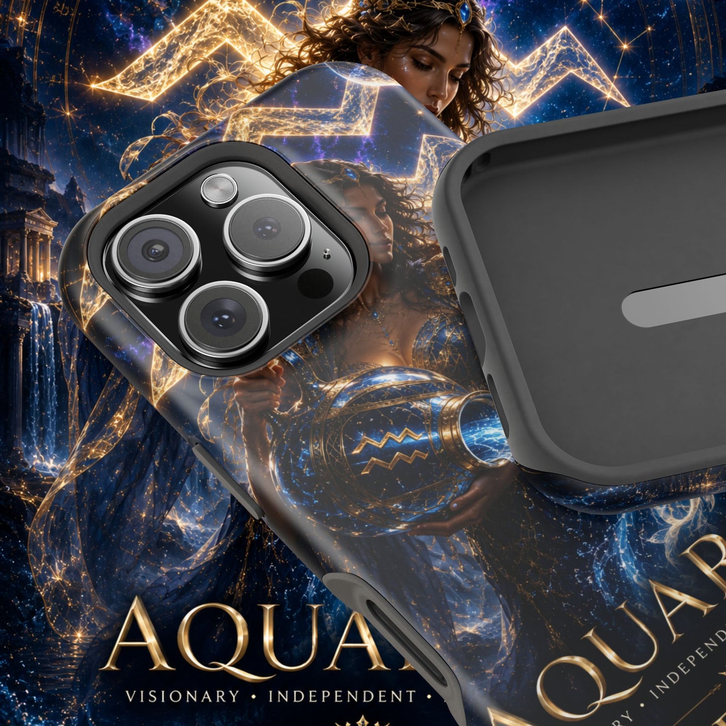 "Funda Magnética Reforzada♒ ACUARIO M– La Visionaria del Cielo y el Agua"