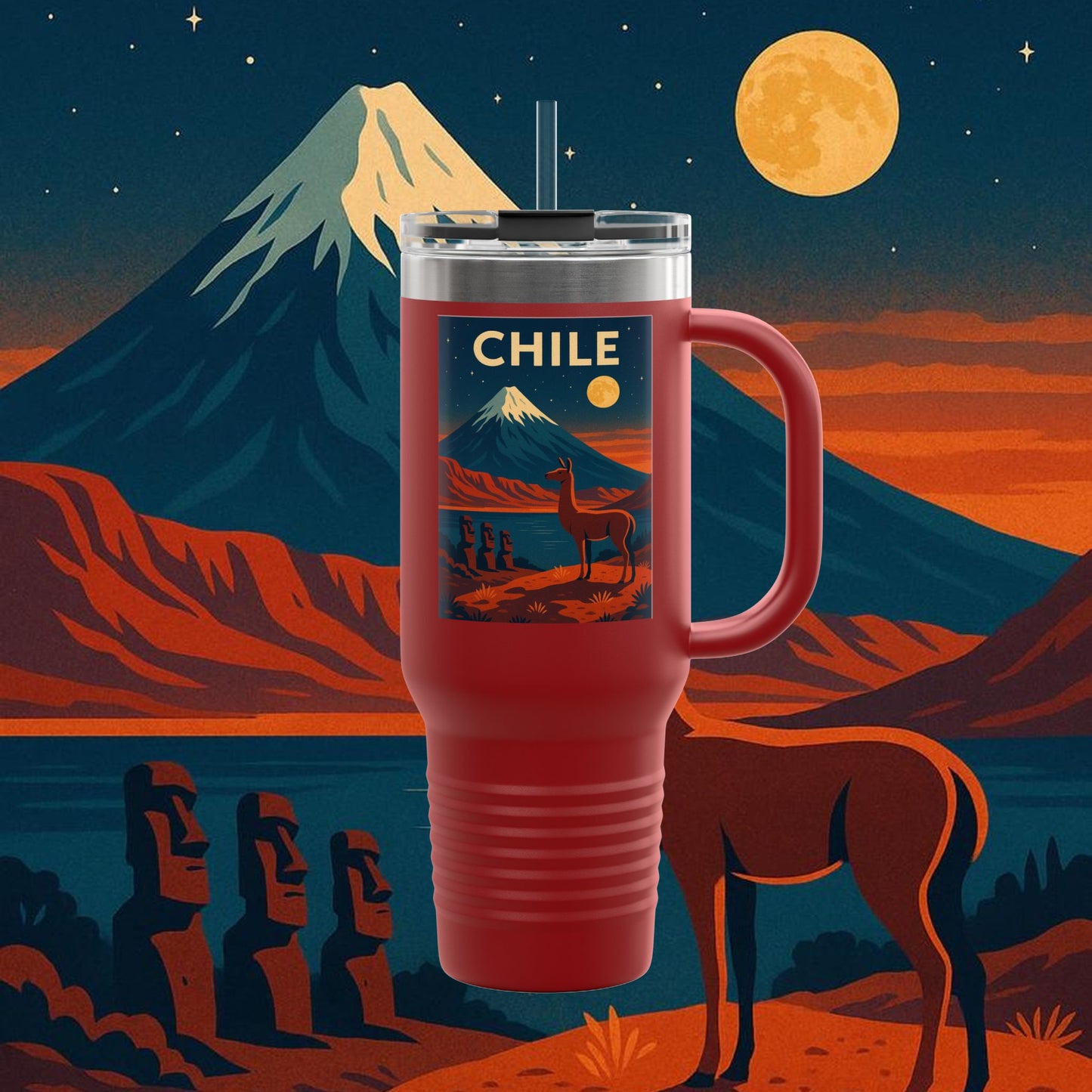 "Chile Insulated Travel Mug: Untamed Nature and Eternal Horizons 🏔️🍇🏜️"
