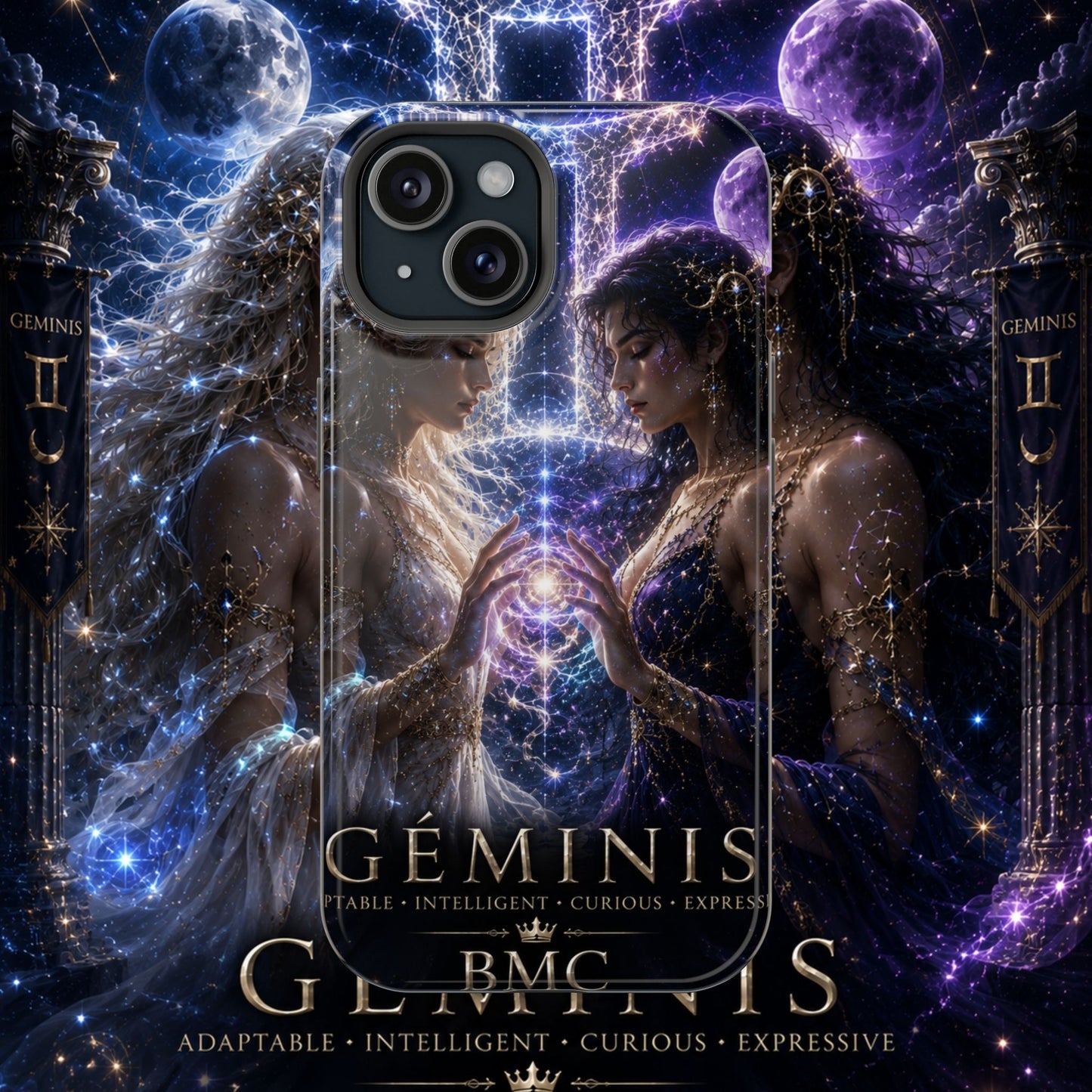 "Funda Magnética Reforzada♊ Géminis M— Reflejo del alma dividida"