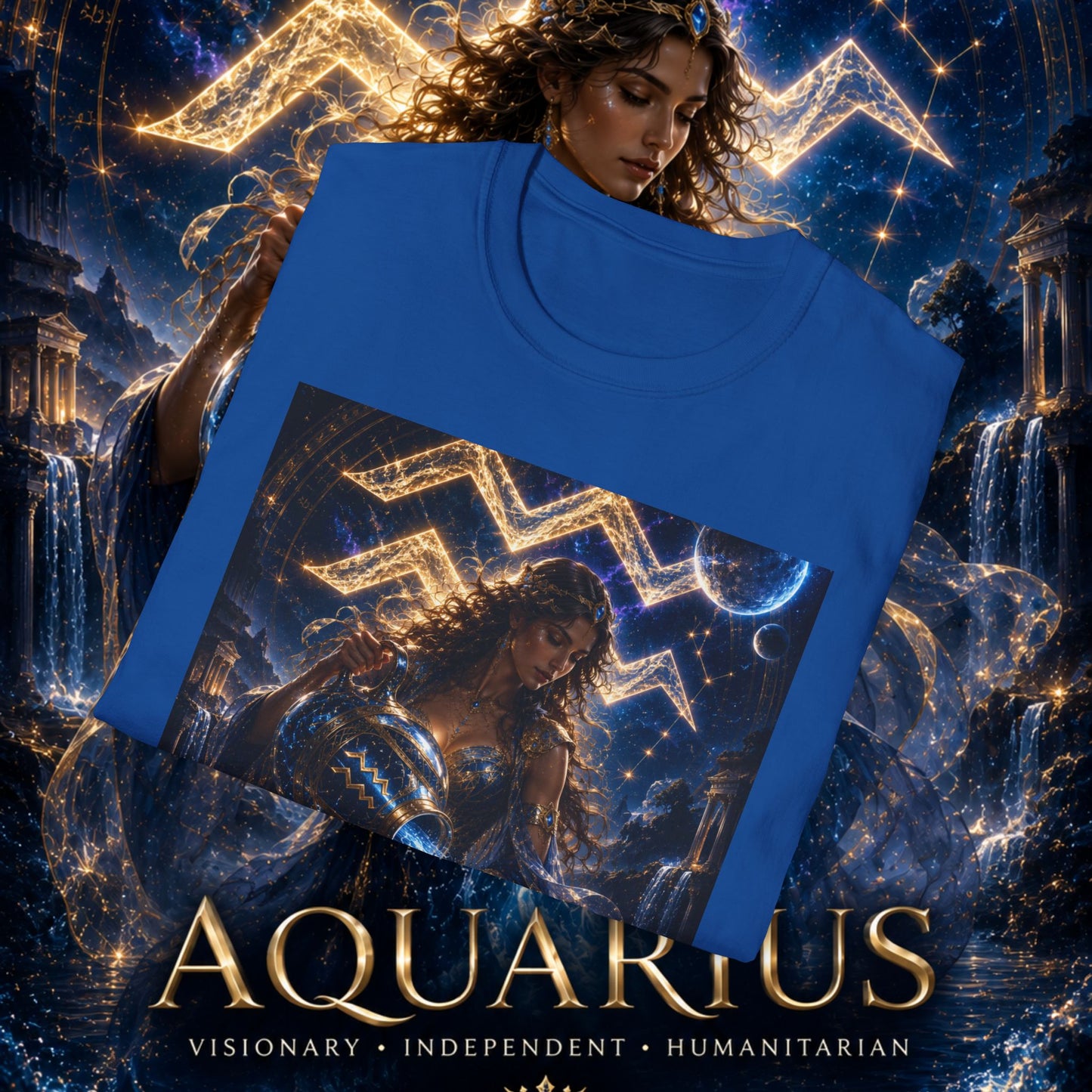 "Camiseta ♒ ACUARIO M– La Visionaria del Cielo y el Agua"