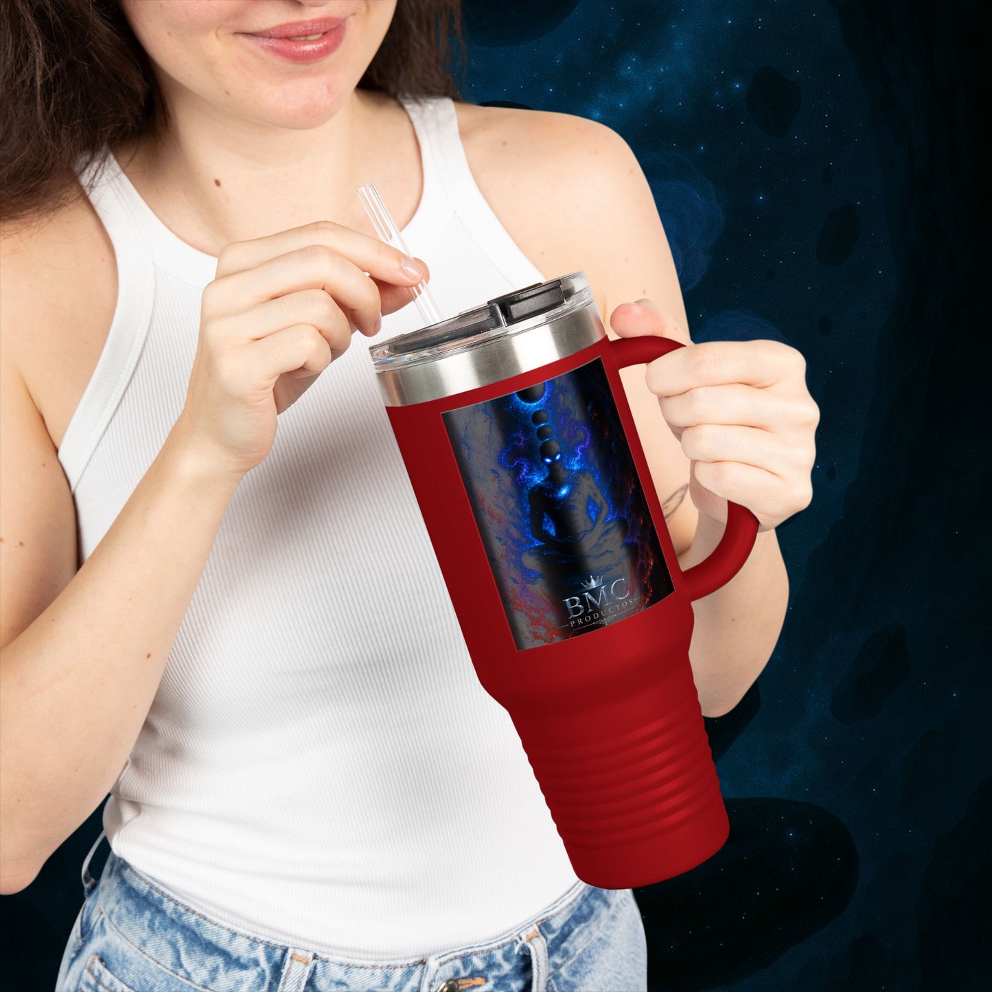 "Taza de viaje aislada 🌌 Nok Tael, el Destello del Vacío"