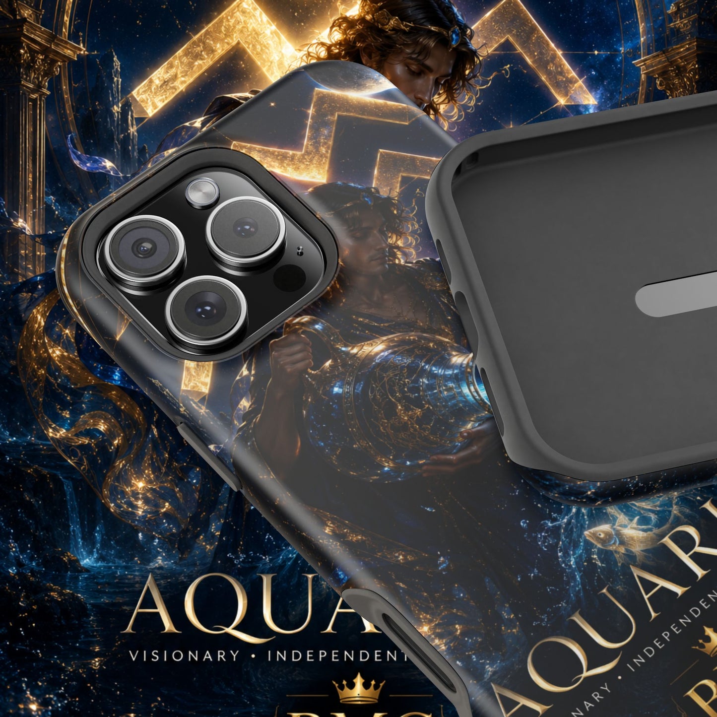 "Funda Magnética Reforzada♒ ACUARIO – El Visionario del Cielo y el Agua"