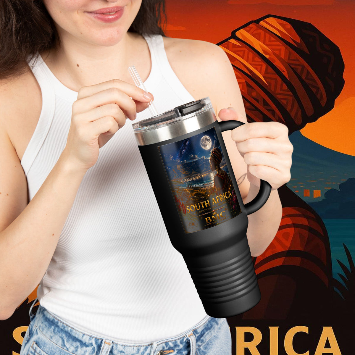 "taza de Viaje Aislada Sudáfrica 🌍 – Un mundo de aventuras y diversidad"