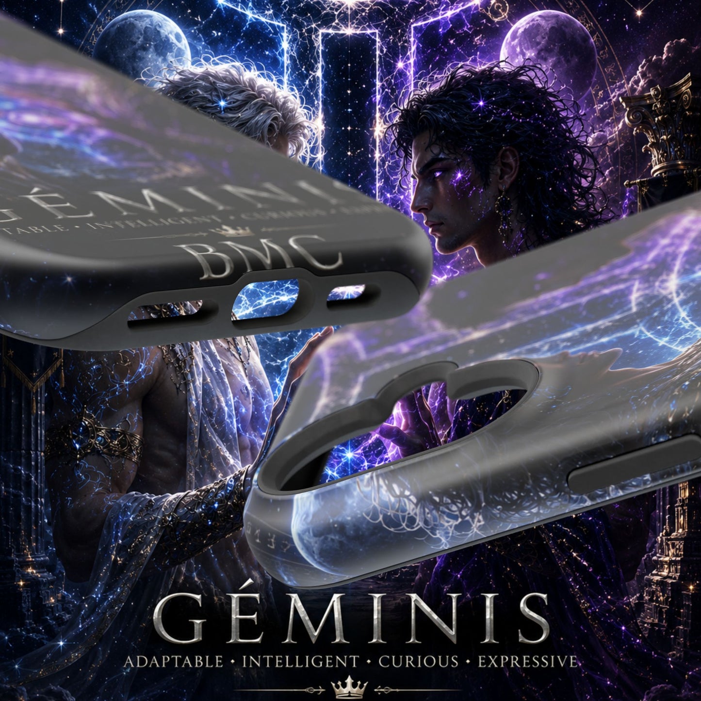 "Funda Magnética Reforzada♊ Géminis — Reflejo del alma dividida"