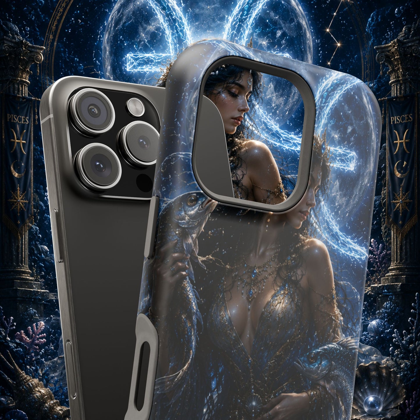 "Funda Magnética Reforzada Piscis M— La Guardiana de las Profundidades"