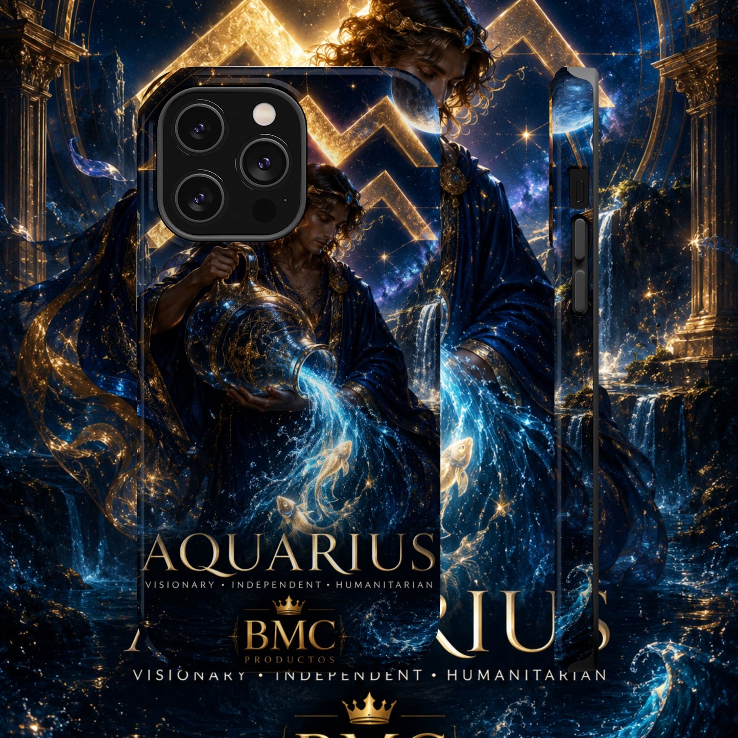 "Funda Magnética Reforzada♒ ACUARIO – El Visionario del Cielo y el Agua"