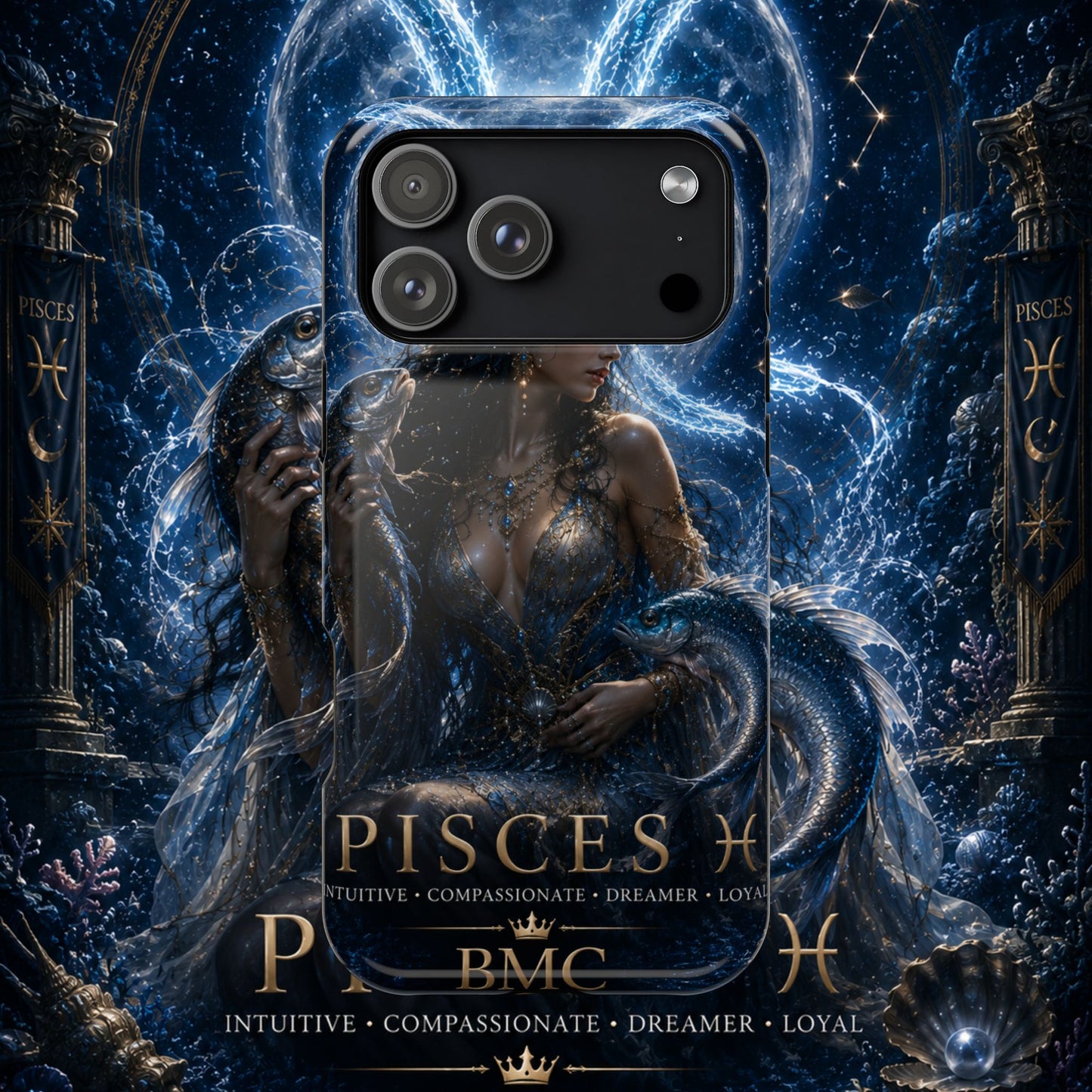 "Funda Magnética Reforzada Piscis M— La Guardiana de las Profundidades"