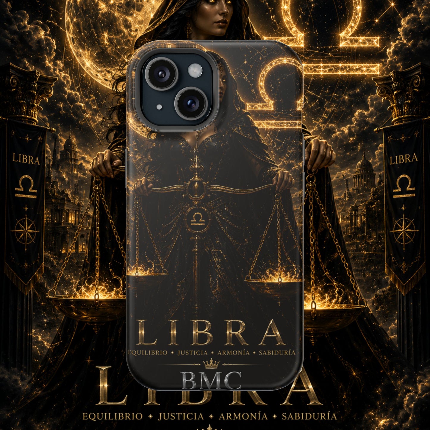 "Funda Magnética Reforzada libra– La Guardiana del Equilibrio"