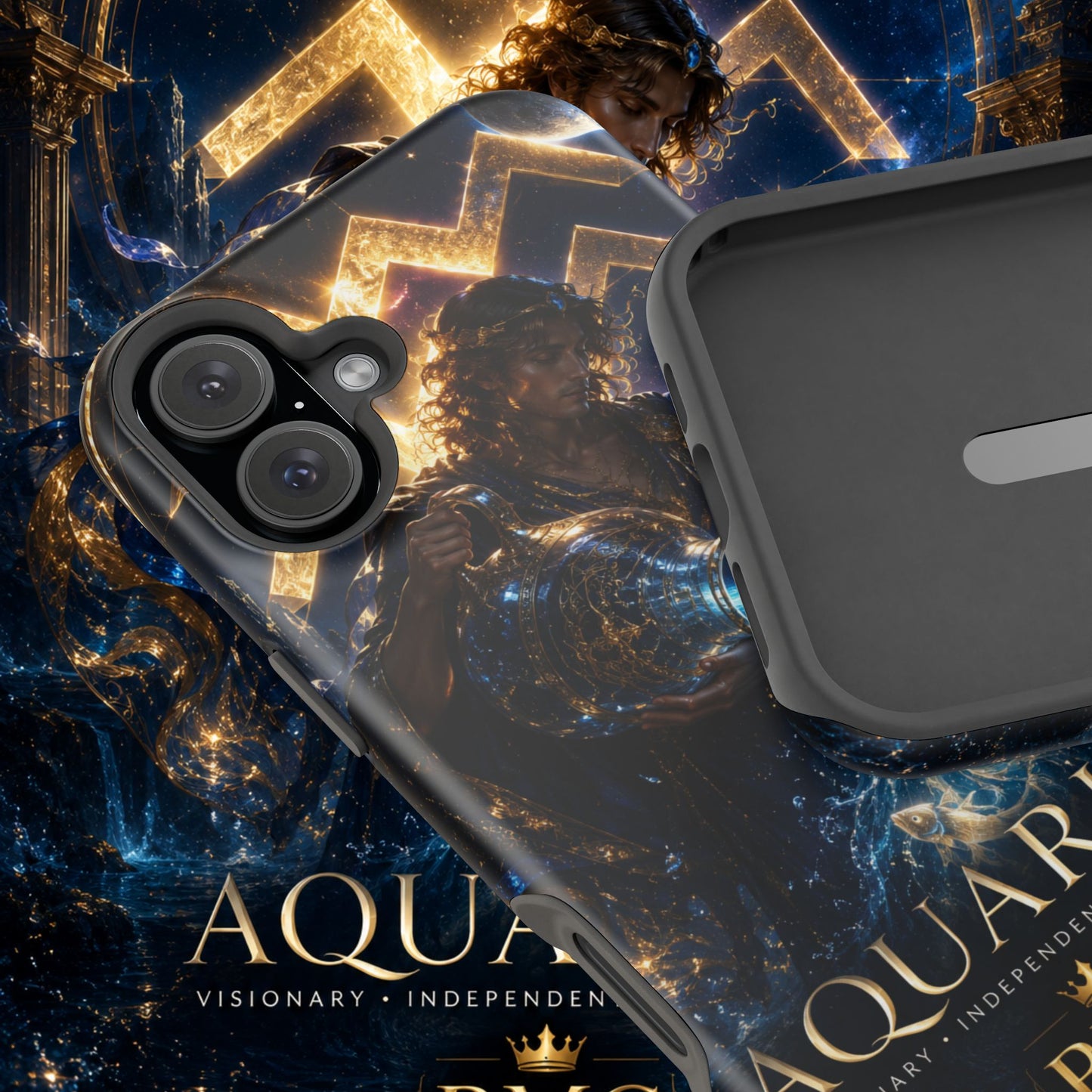 "Funda Magnética Reforzada♒ ACUARIO – El Visionario del Cielo y el Agua"