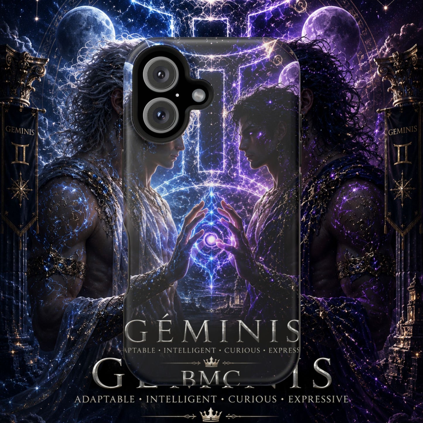 "Funda Magnética Reforzada♊ Géminis — Reflejo del alma dividida"