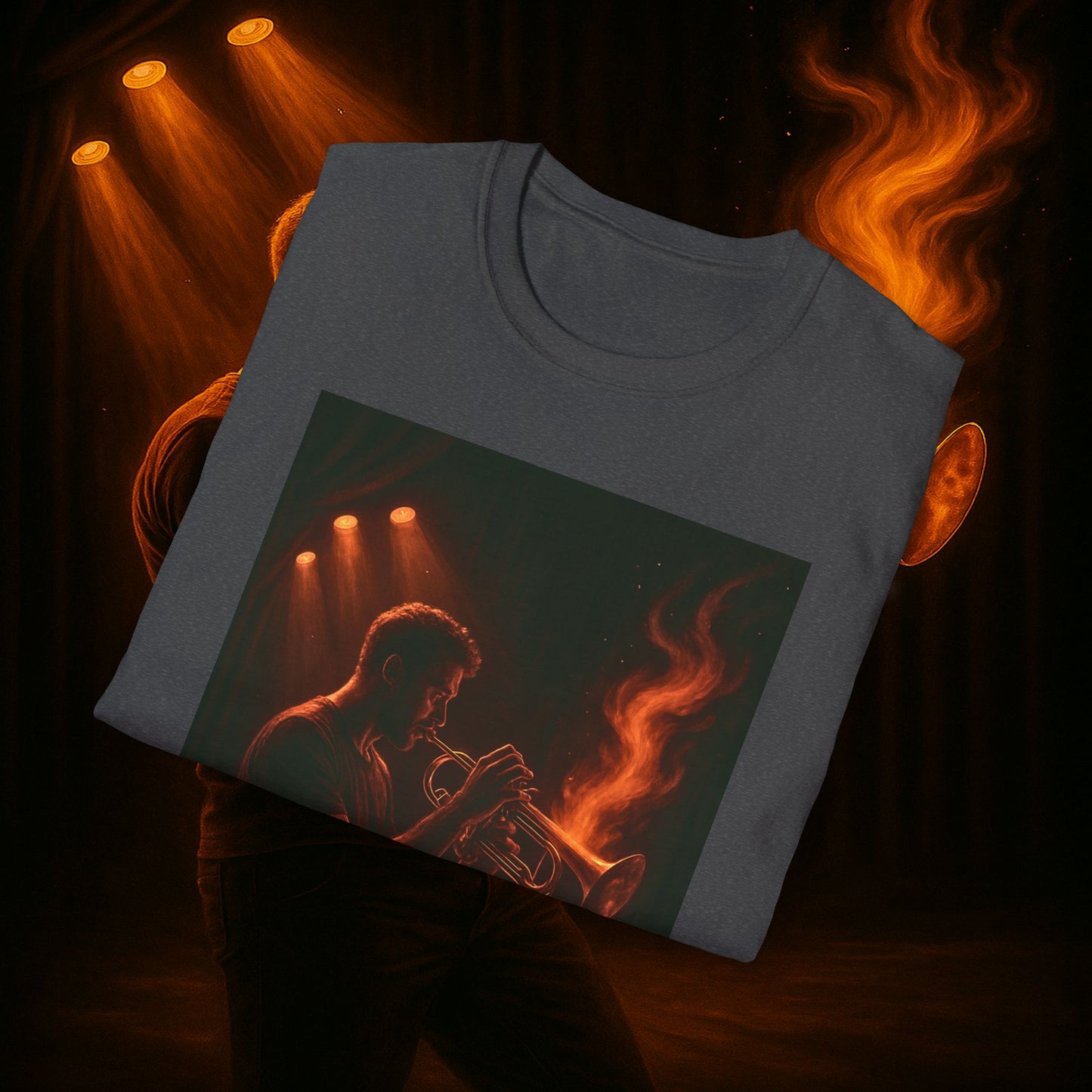 "Camiseta trompeta 🎺🔥Donde hay fuego, hay música.”