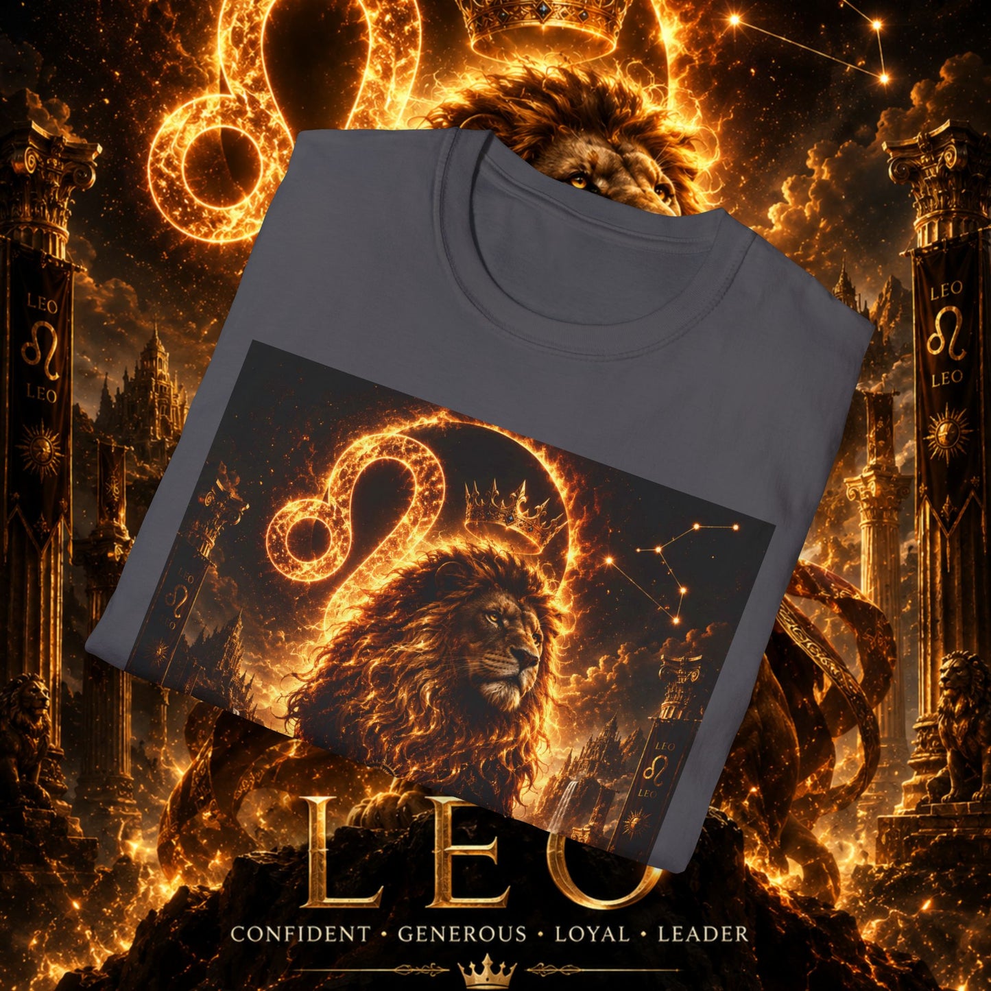 "Camiseta ♌ Leo — Soberano del fuego eterno"