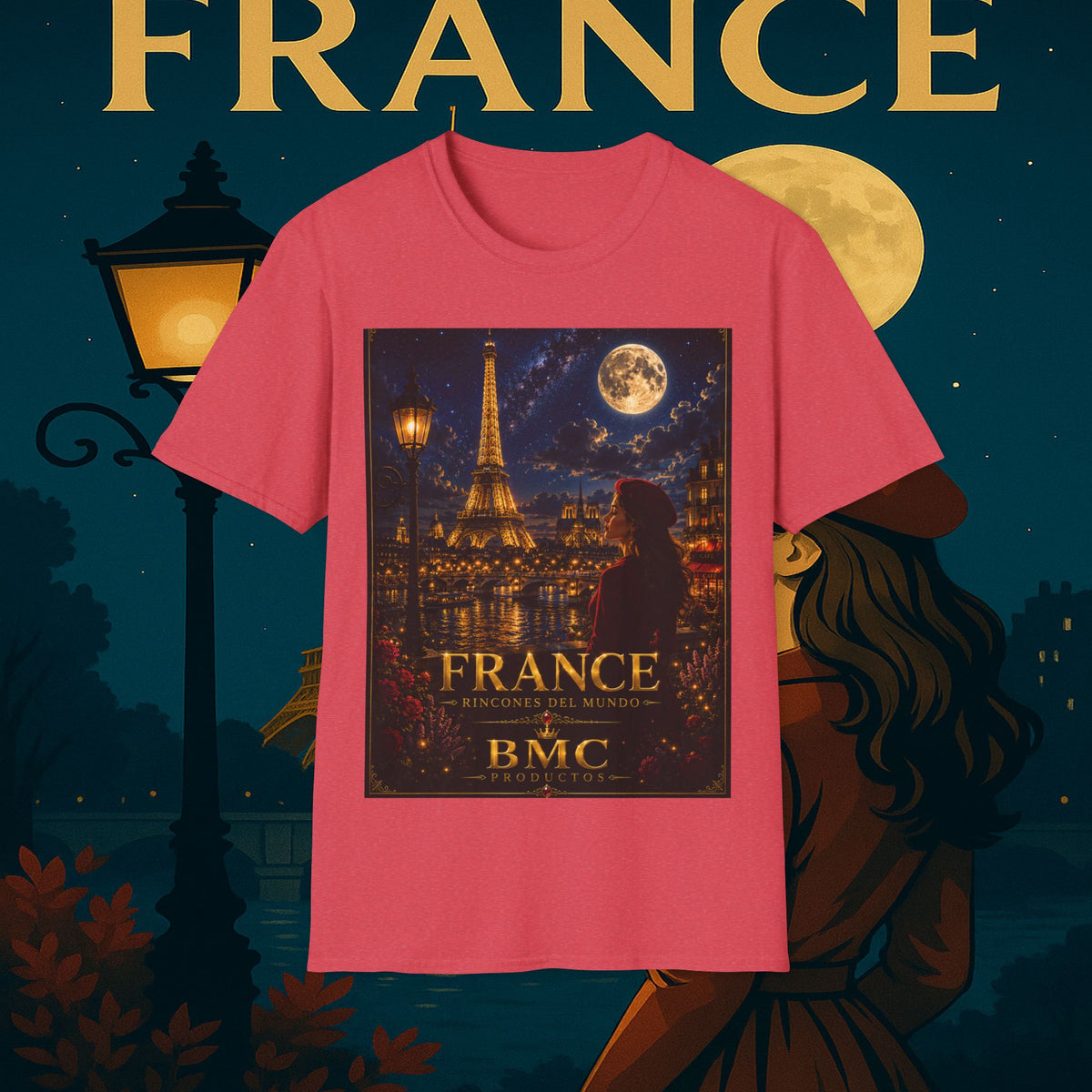 "Camiseta Francia: Romance bajo la Luna 🌙🗼✨"