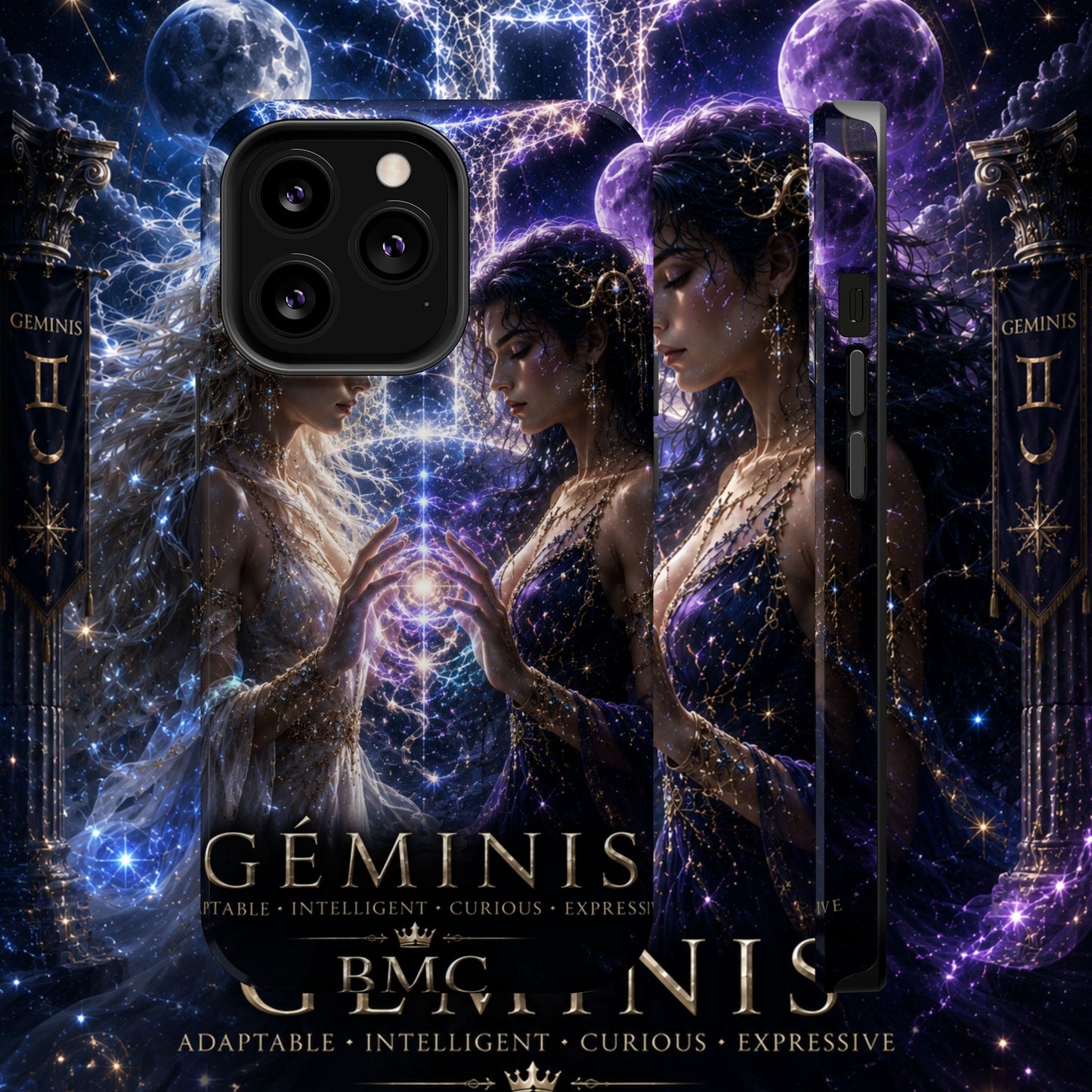"Funda Magnética Reforzada♊ Géminis M— Reflejo del alma dividida"