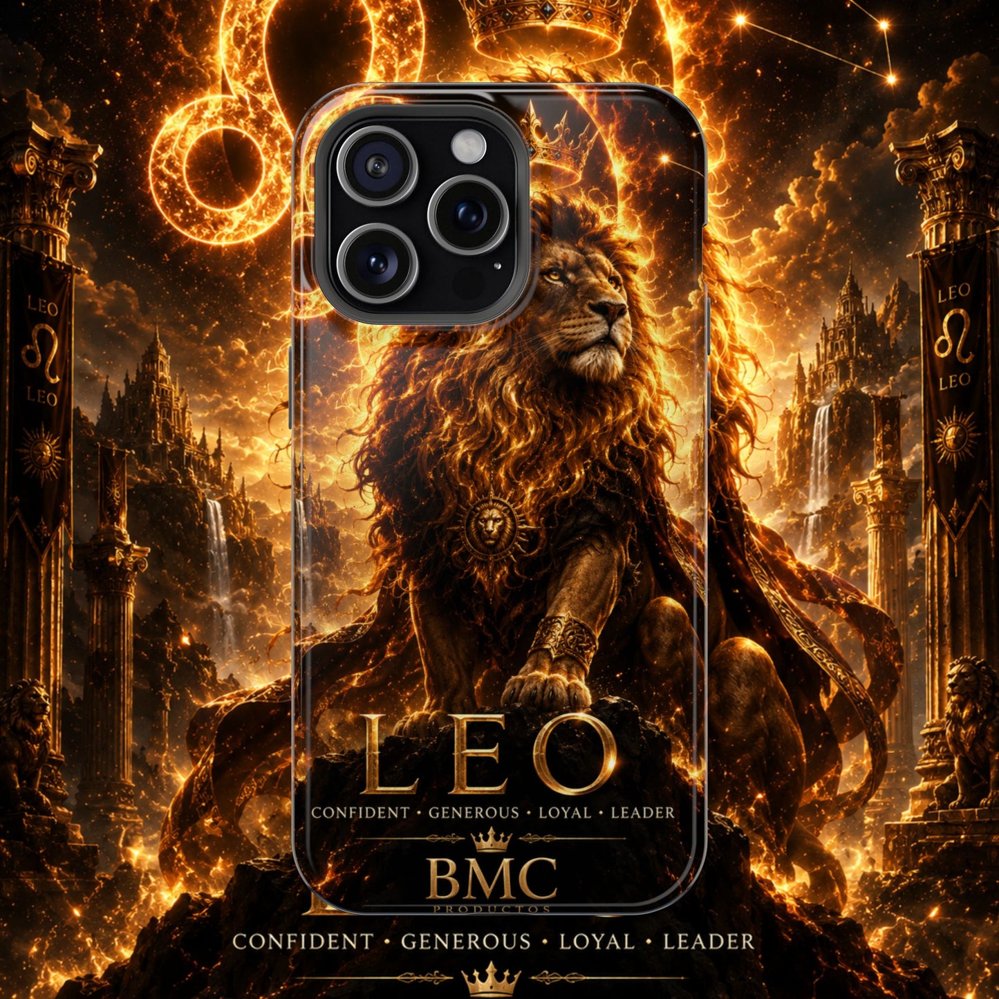 "Funda Magnética Reforzada ♌ Leo — Soberano del fuego eterno"
