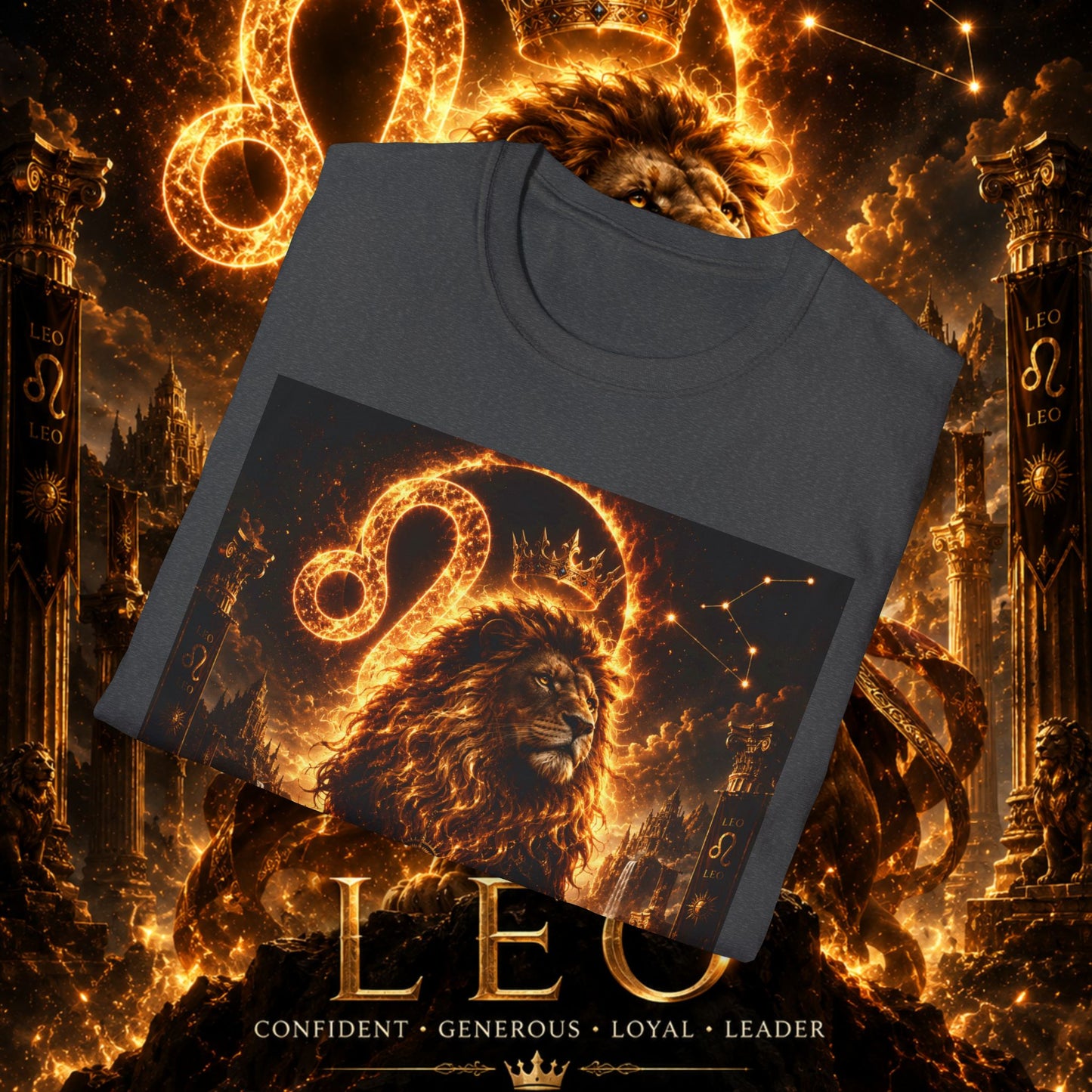 "Camiseta ♌ Leo — Soberano del fuego eterno"