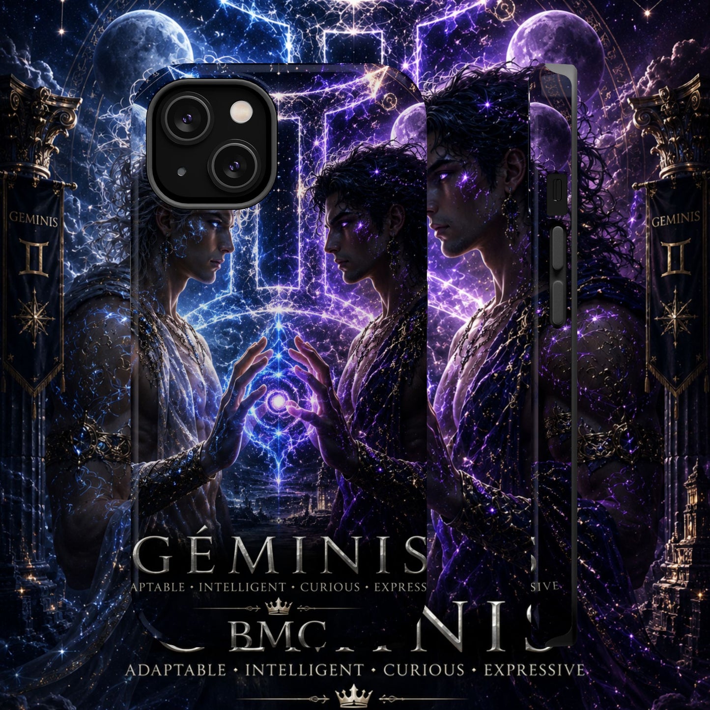 "Funda Magnética Reforzada♊ Géminis — Reflejo del alma dividida"