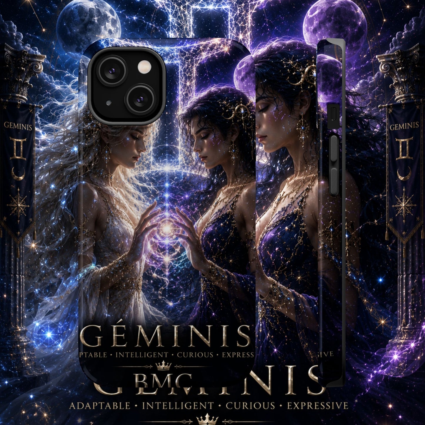 "Funda Magnética Reforzada♊ Géminis M— Reflejo del alma dividida"