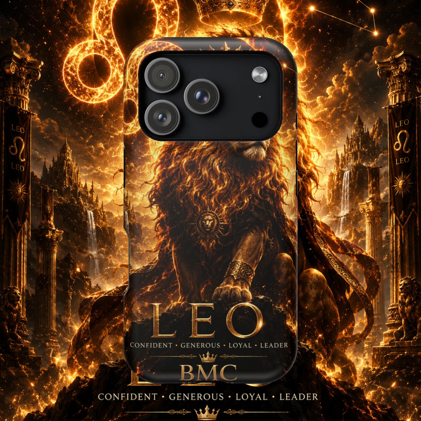 "Funda Magnética Reforzada ♌ Leo — Soberano del fuego eterno"