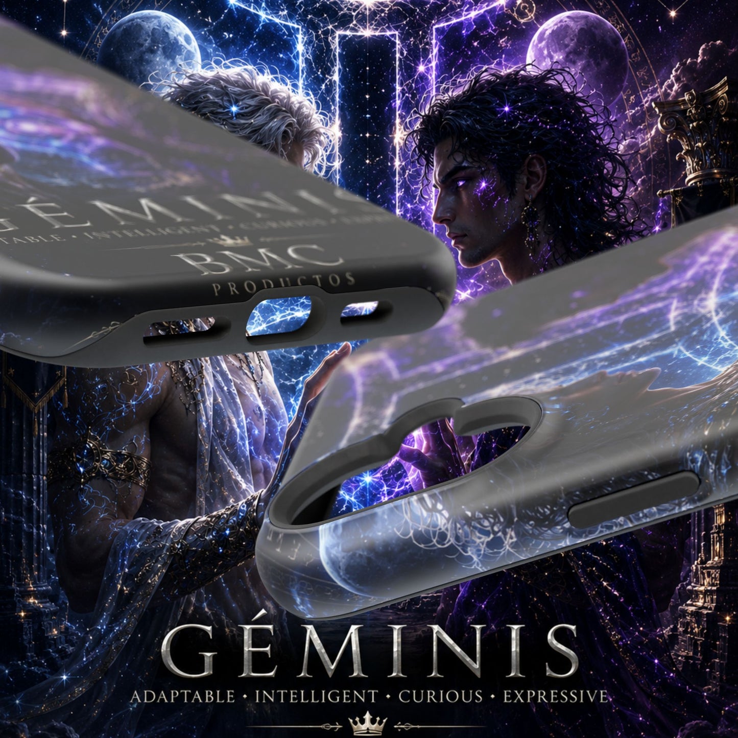 "Funda Magnética Reforzada♊ Géminis — Reflejo del alma dividida"
