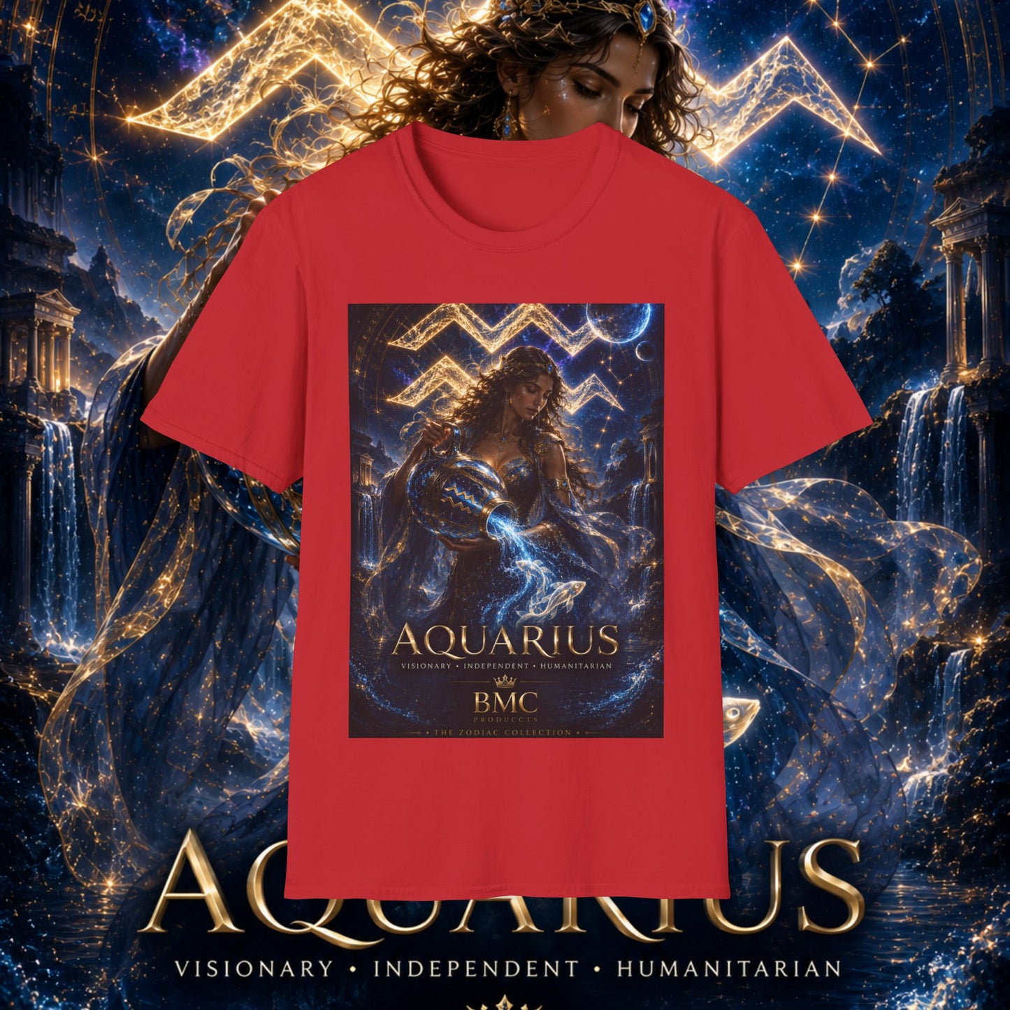 "Camiseta ♒ ACUARIO M– La Visionaria del Cielo y el Agua"