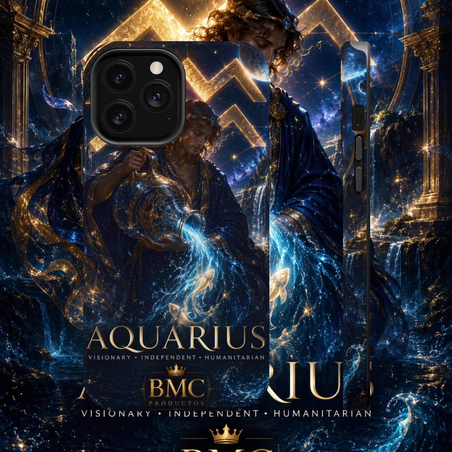"Funda Magnética Reforzada♒ ACUARIO – El Visionario del Cielo y el Agua"