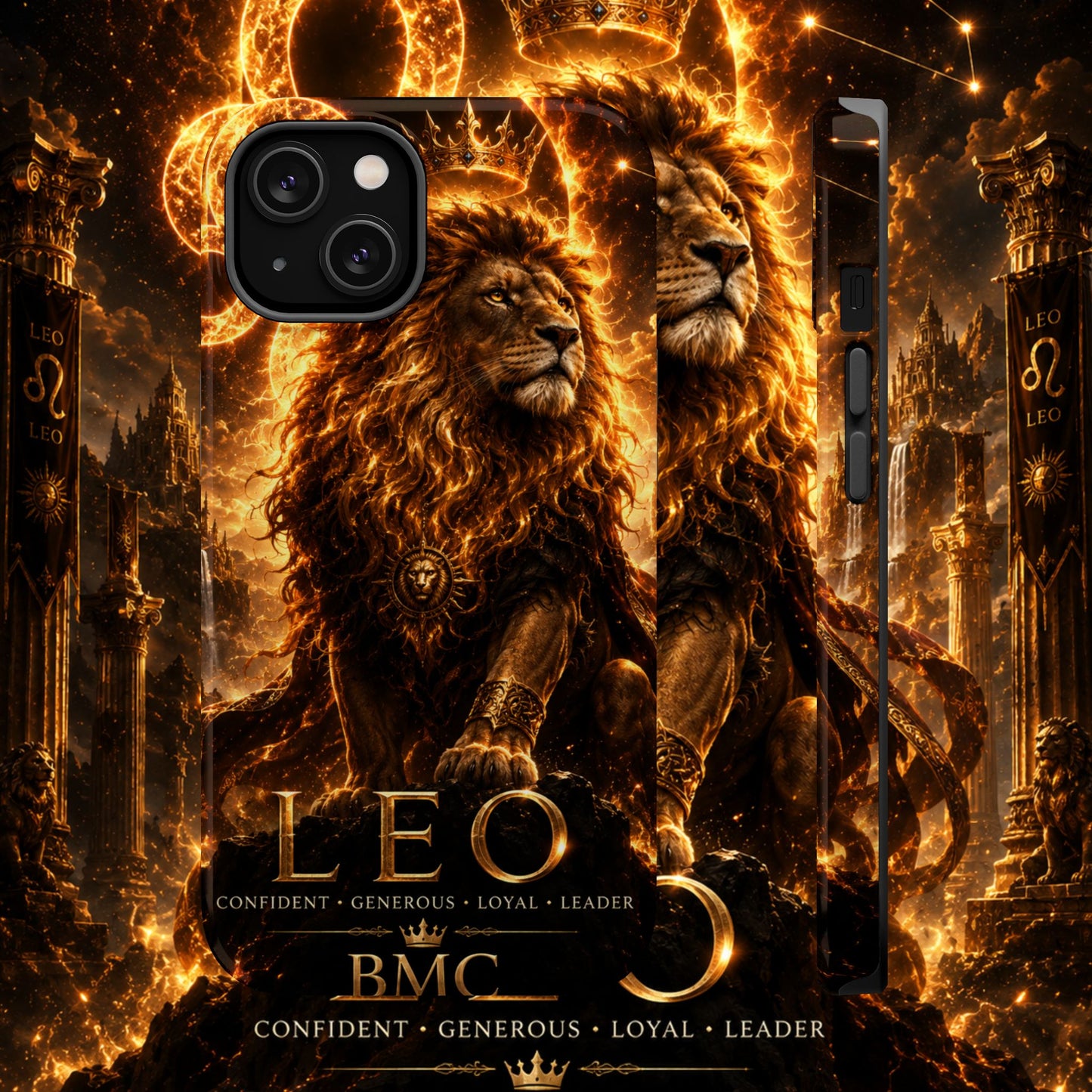 "Funda Magnética Reforzada ♌ Leo — Soberano del fuego eterno"