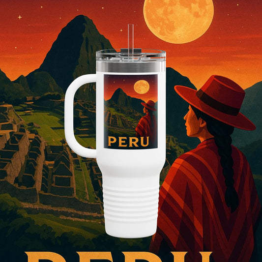 "taza de Viaje Aislada Perú: Misticismo, Historia y Maravillas Eternas 🏔️🦙🛕"