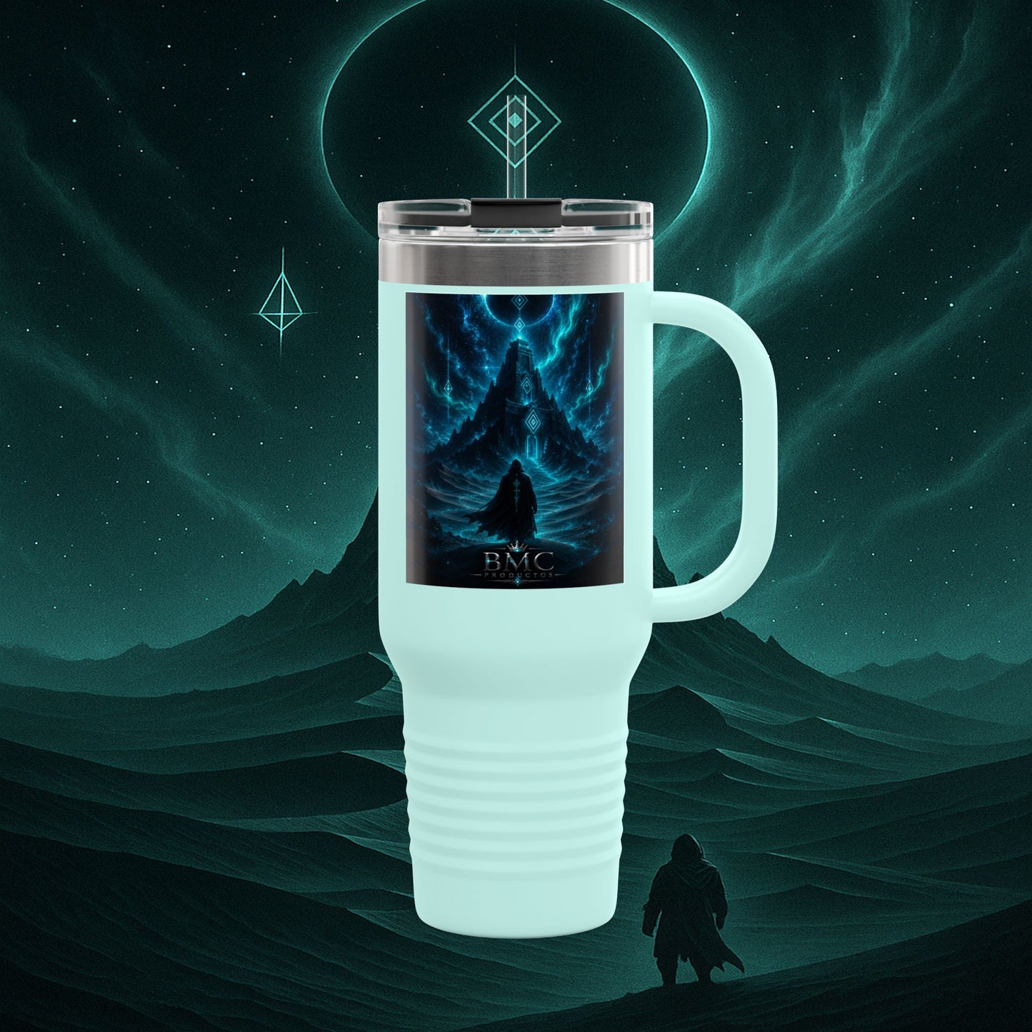 "Taza de viaje aislada🪐Templo del Cosmos"