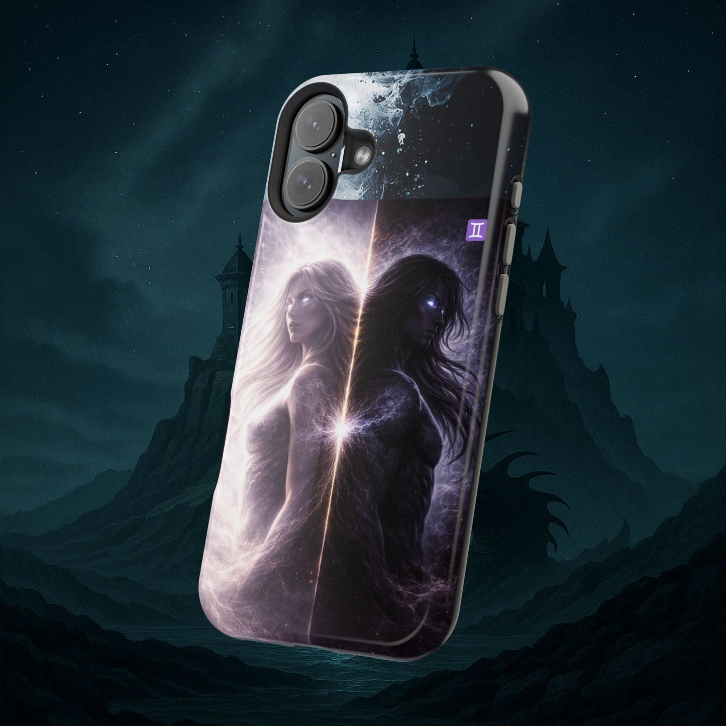 "Funda Magnética Reforzada♊ Géminis — Reflejo del alma dividida"