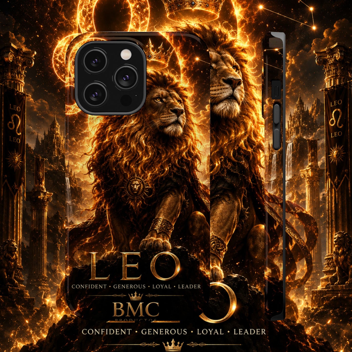 "Funda Magnética Reforzada ♌ Leo — Soberano del fuego eterno"