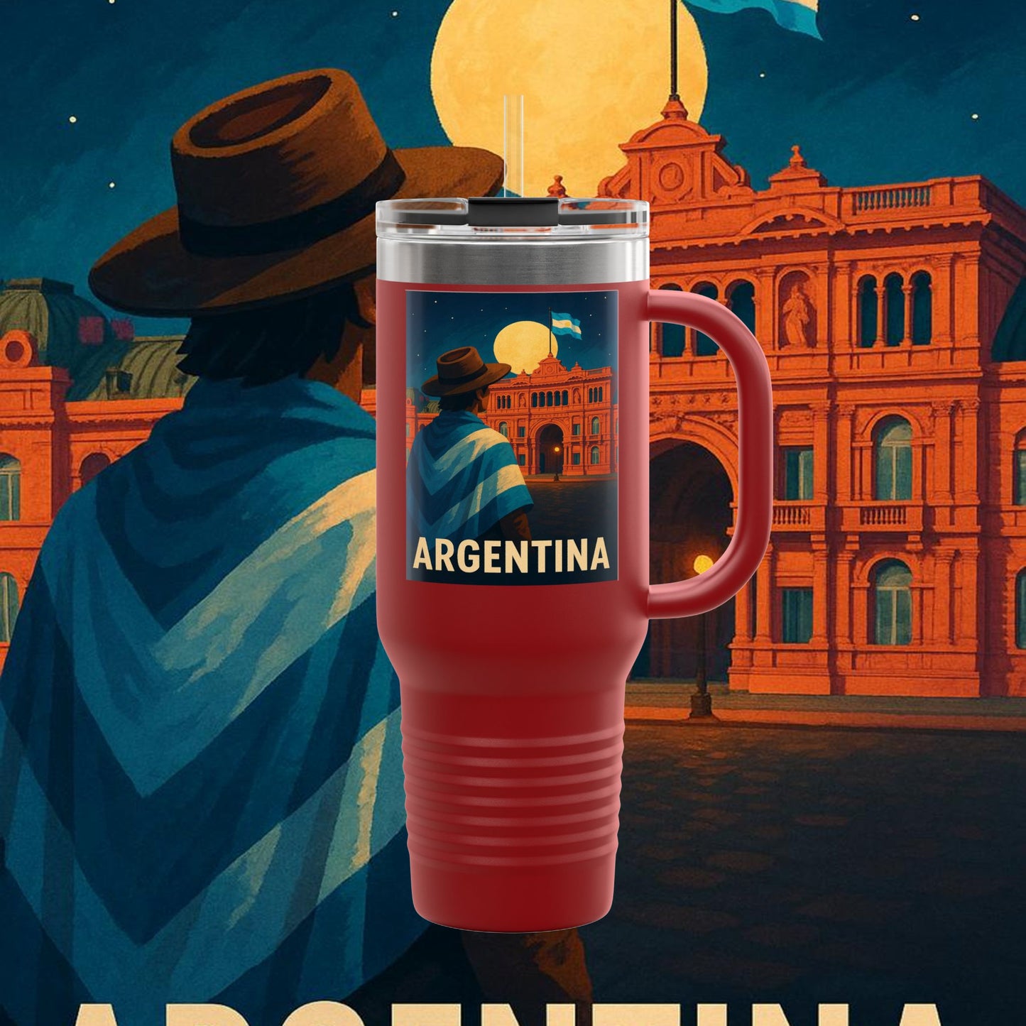 "Argentina Insulated Travel Mug: Passion, Tradition, and Land of Dreams🔥🏞️"