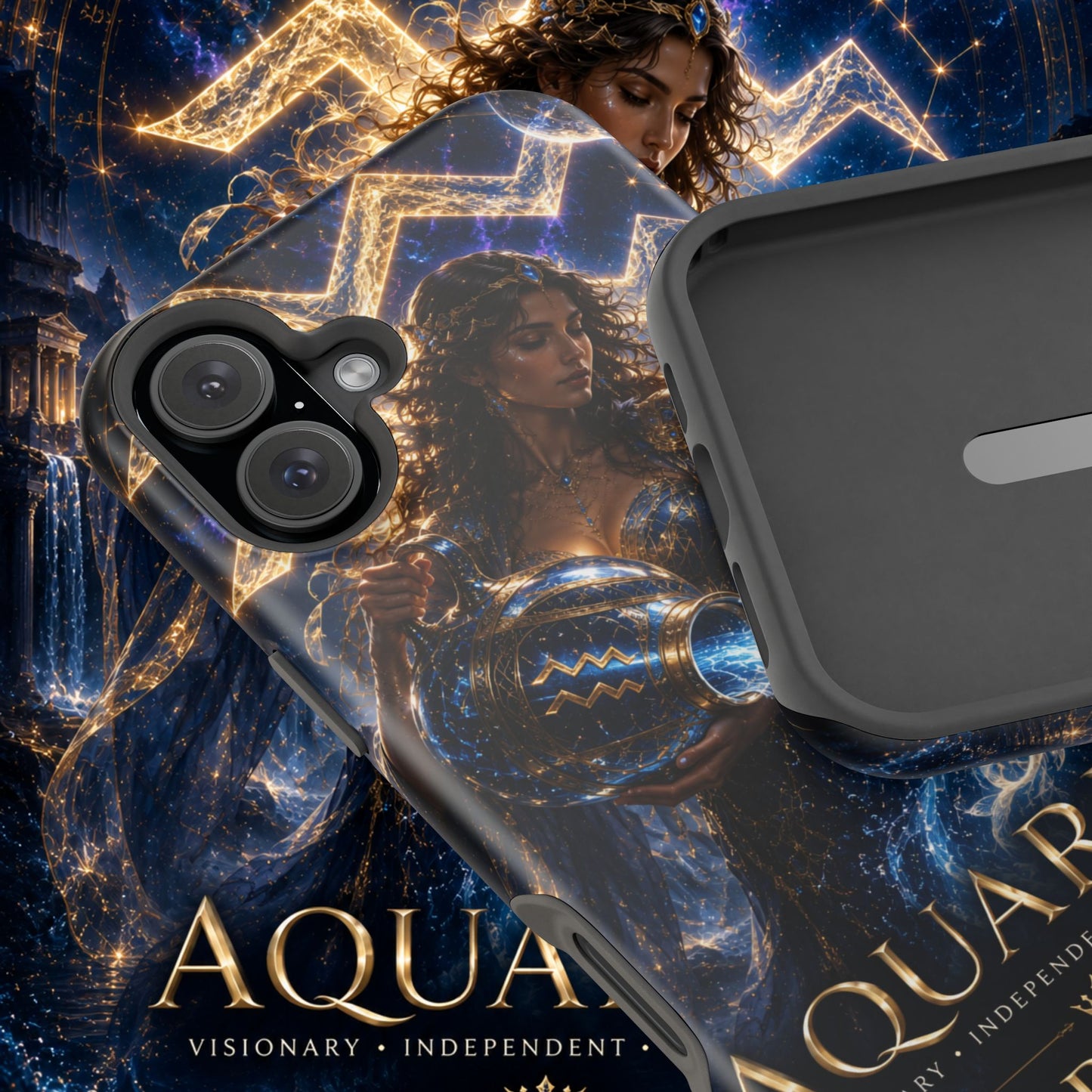 "Funda Magnética Reforzada♒ ACUARIO M– La Visionaria del Cielo y el Agua"