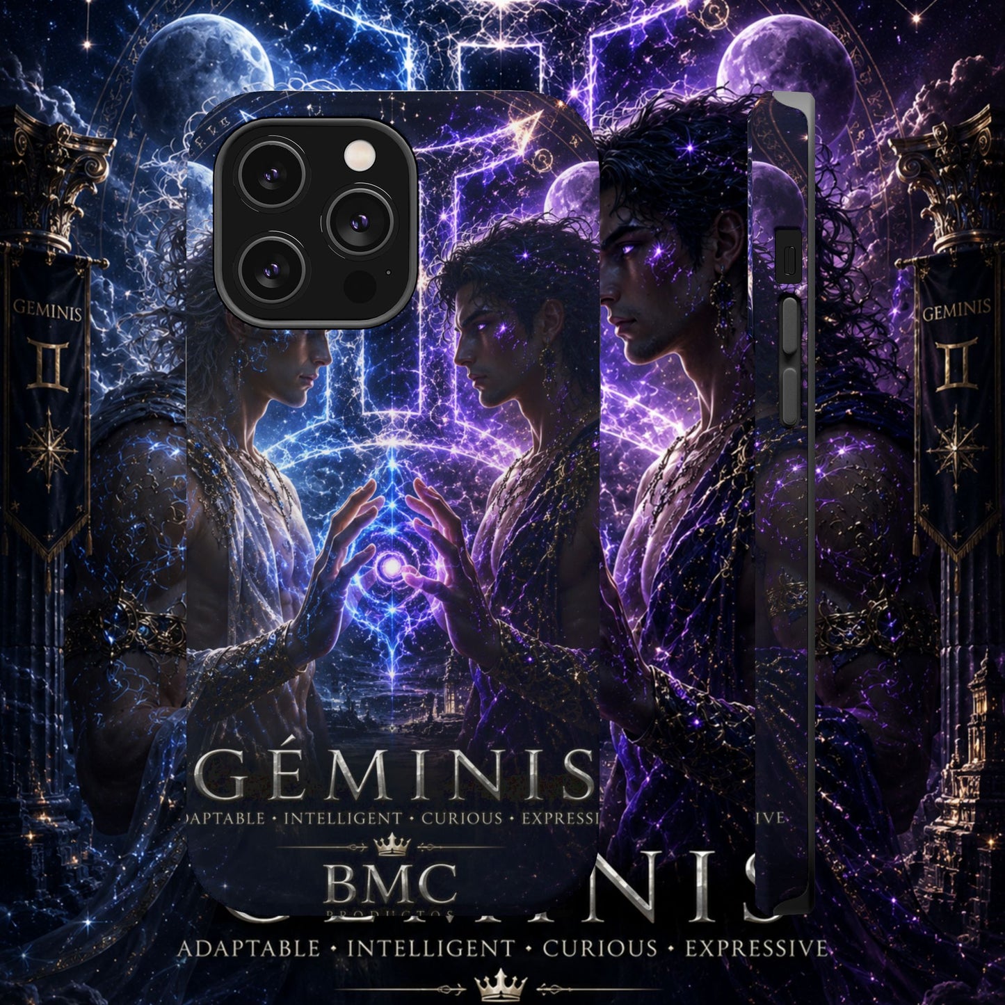 "Funda Magnética Reforzada♊ Géminis — Reflejo del alma dividida"