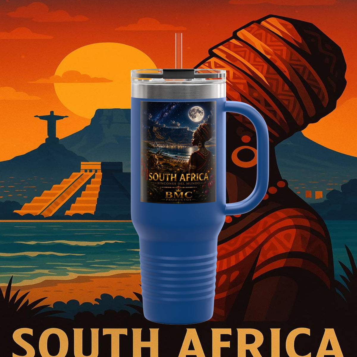 "taza de Viaje Aislada Sudáfrica 🌍 – Un mundo de aventuras y diversidad"
