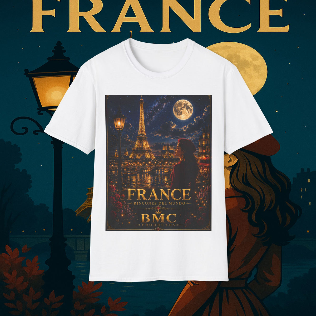 "Camiseta Francia: Romance bajo la Luna 🌙🗼✨"