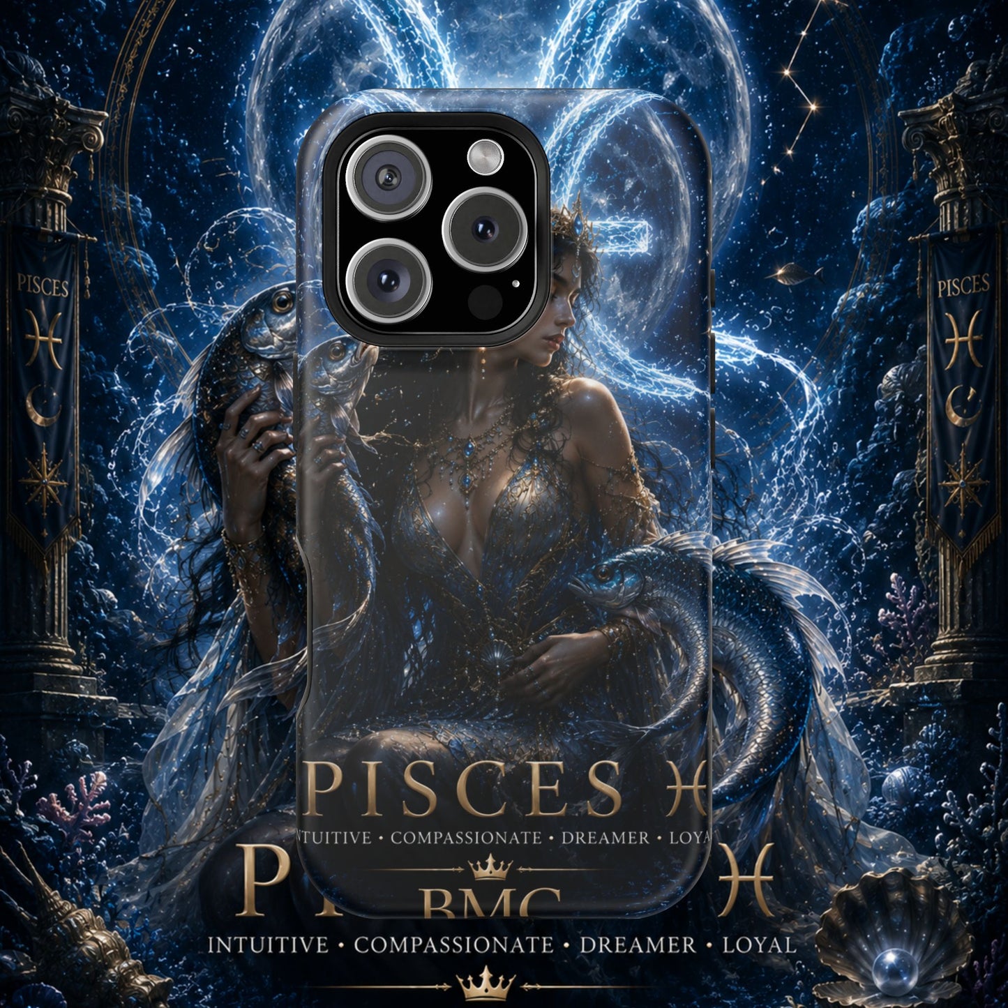 "Funda Magnética Reforzada Piscis M— La Guardiana de las Profundidades"