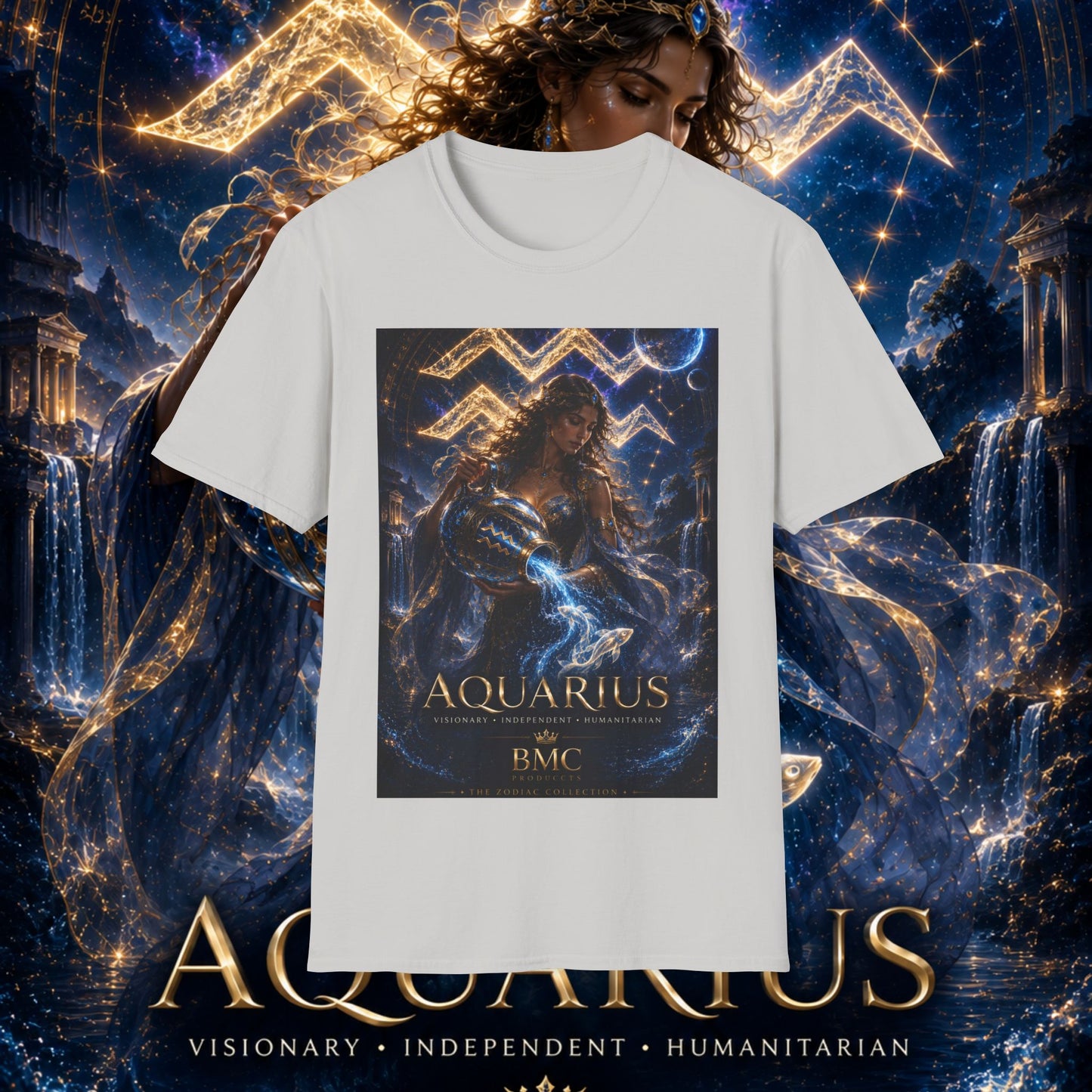 "Camiseta ♒ ACUARIO M– La Visionaria del Cielo y el Agua"